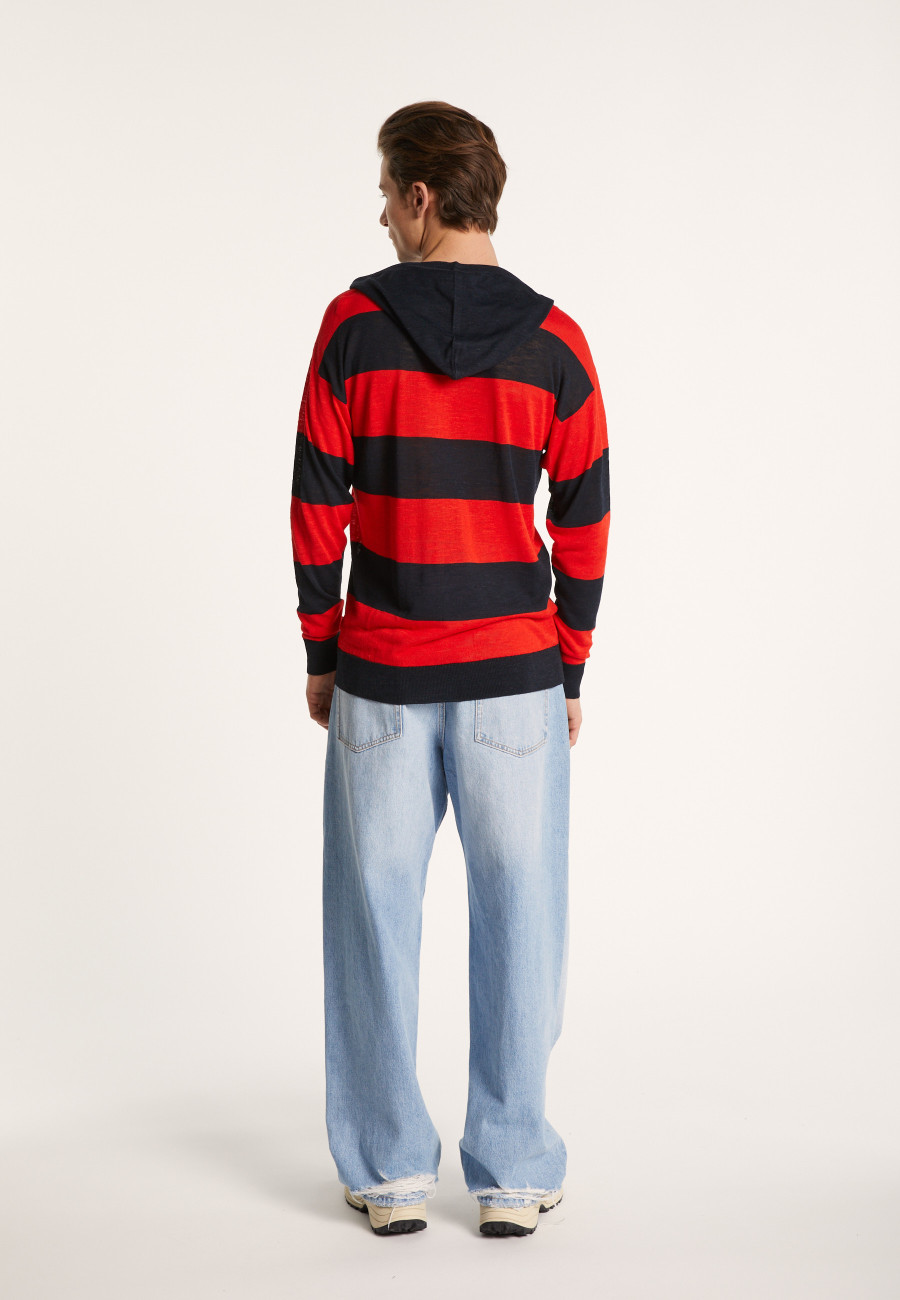 Two-tone hoodie in slub linen - Philip