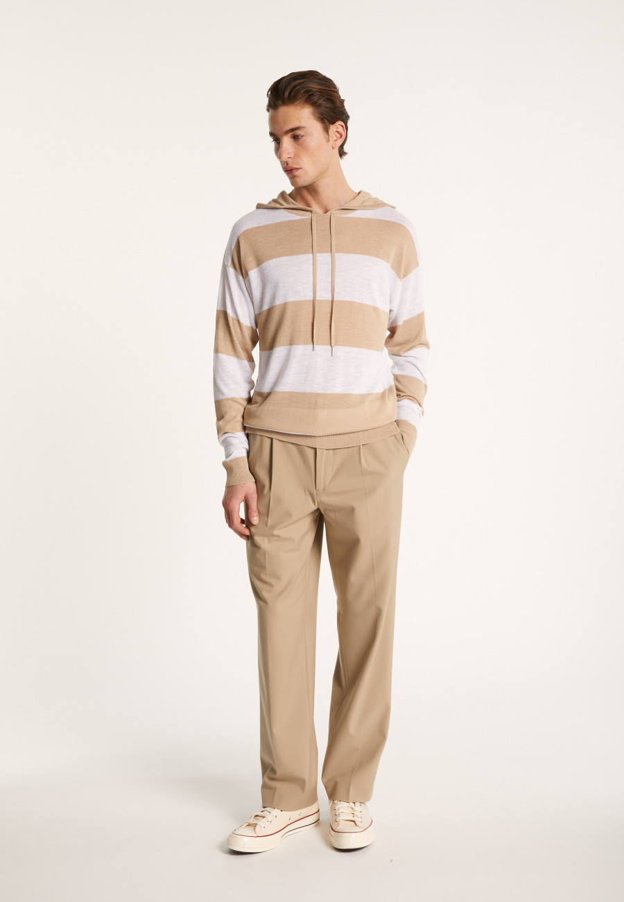 Two-tone hoodie in slub linen - Philip