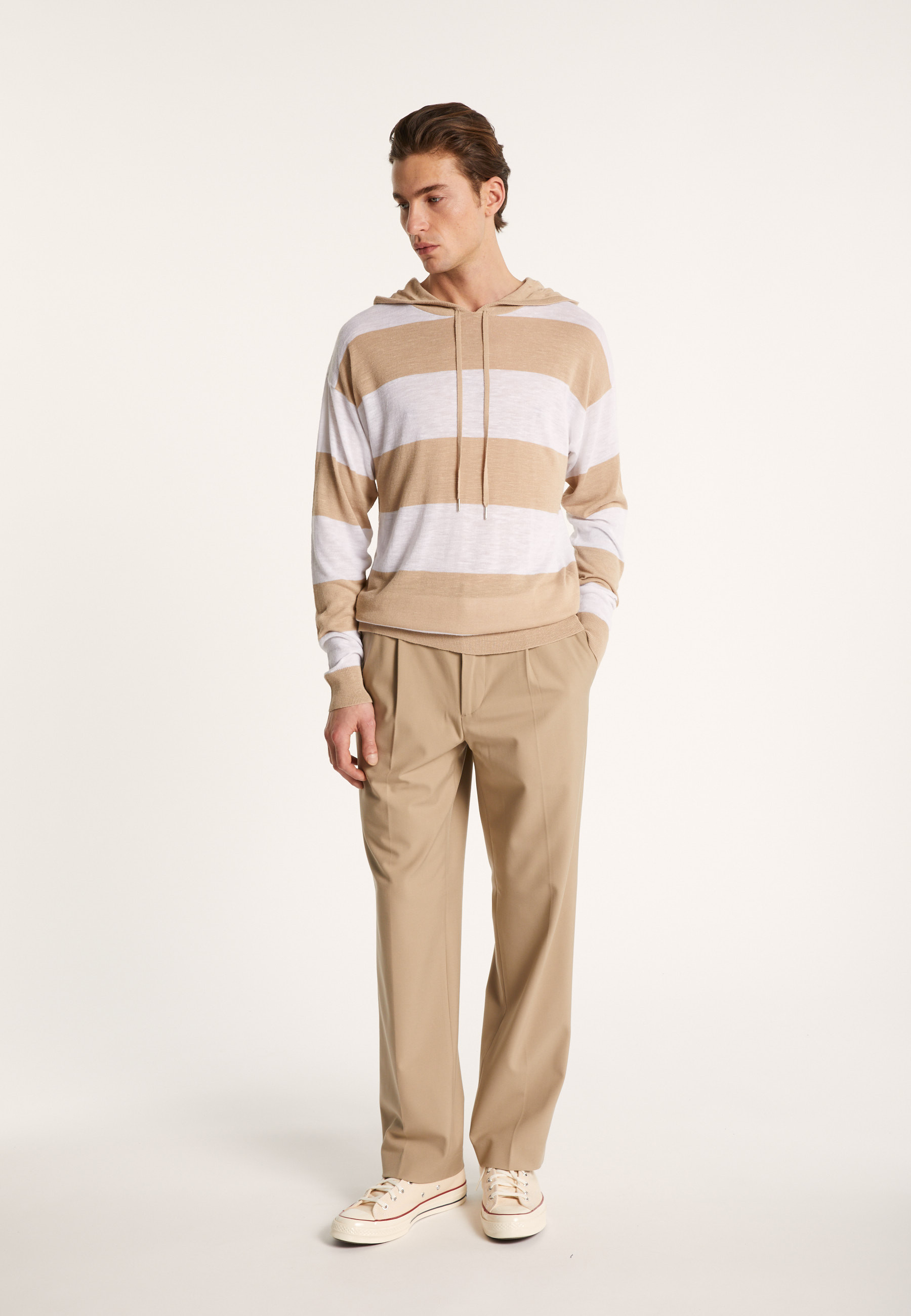 Two-tone hoodie in slub linen - Philip