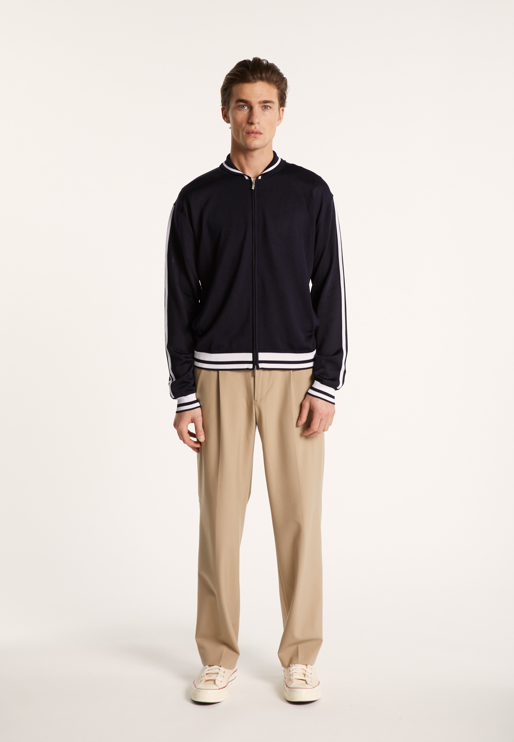 Zipped cardigan in Fil Lumière - Paddy