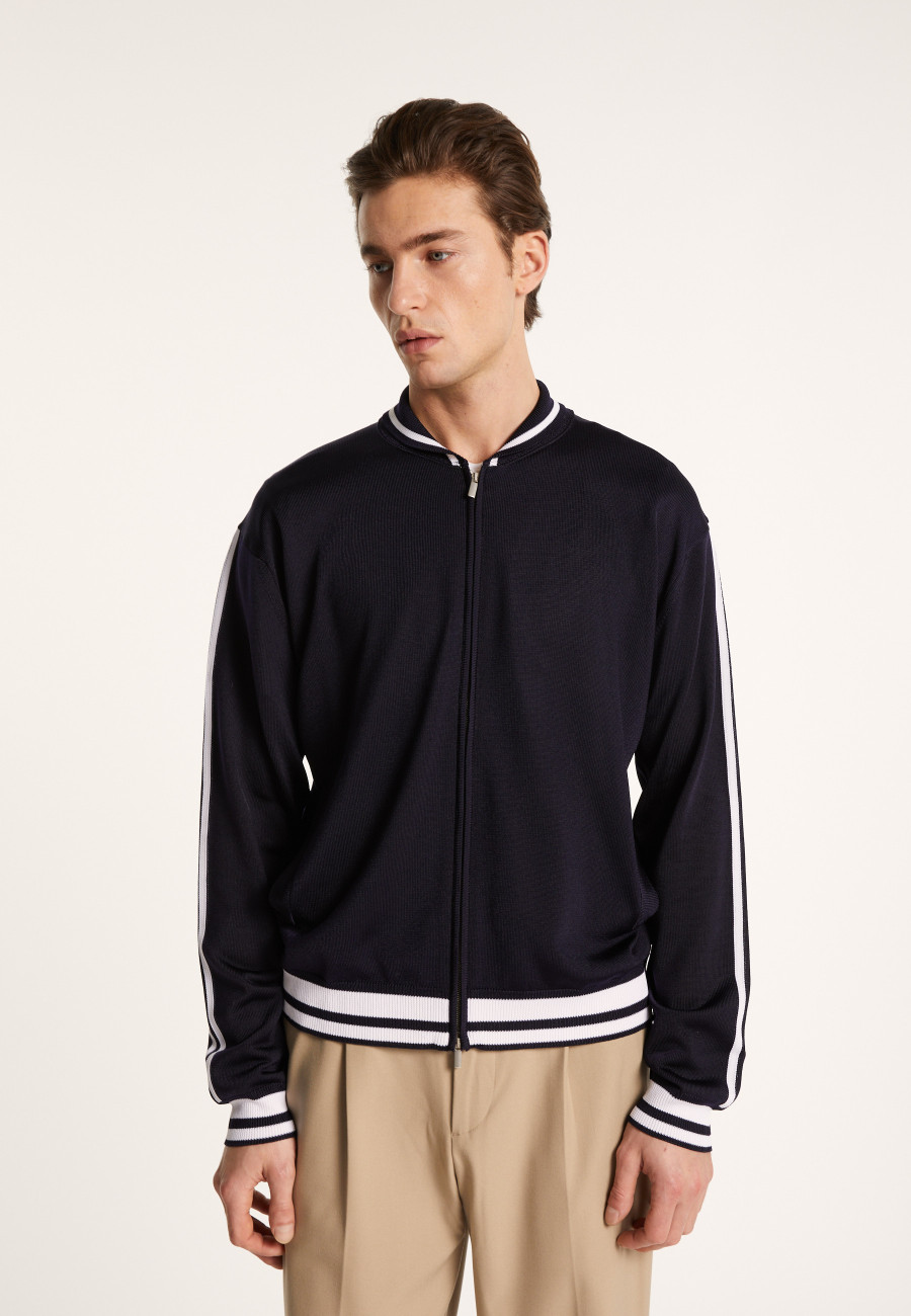 Zipped cardigan in Fil Lumière - Paddy