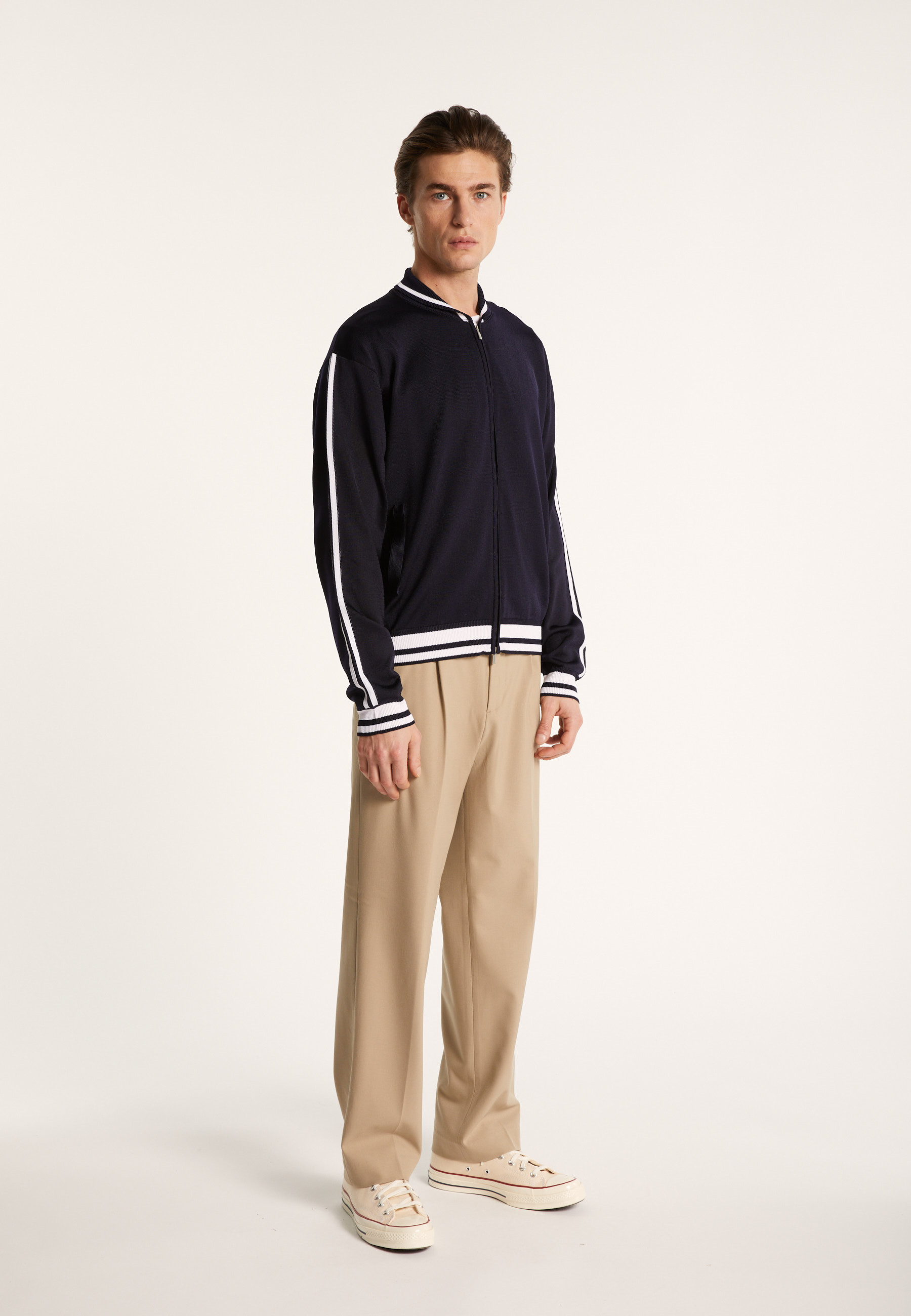 Gilet zippé en Fil Lumière - Paddy 7351 fusain/blanc - 83 Kaki