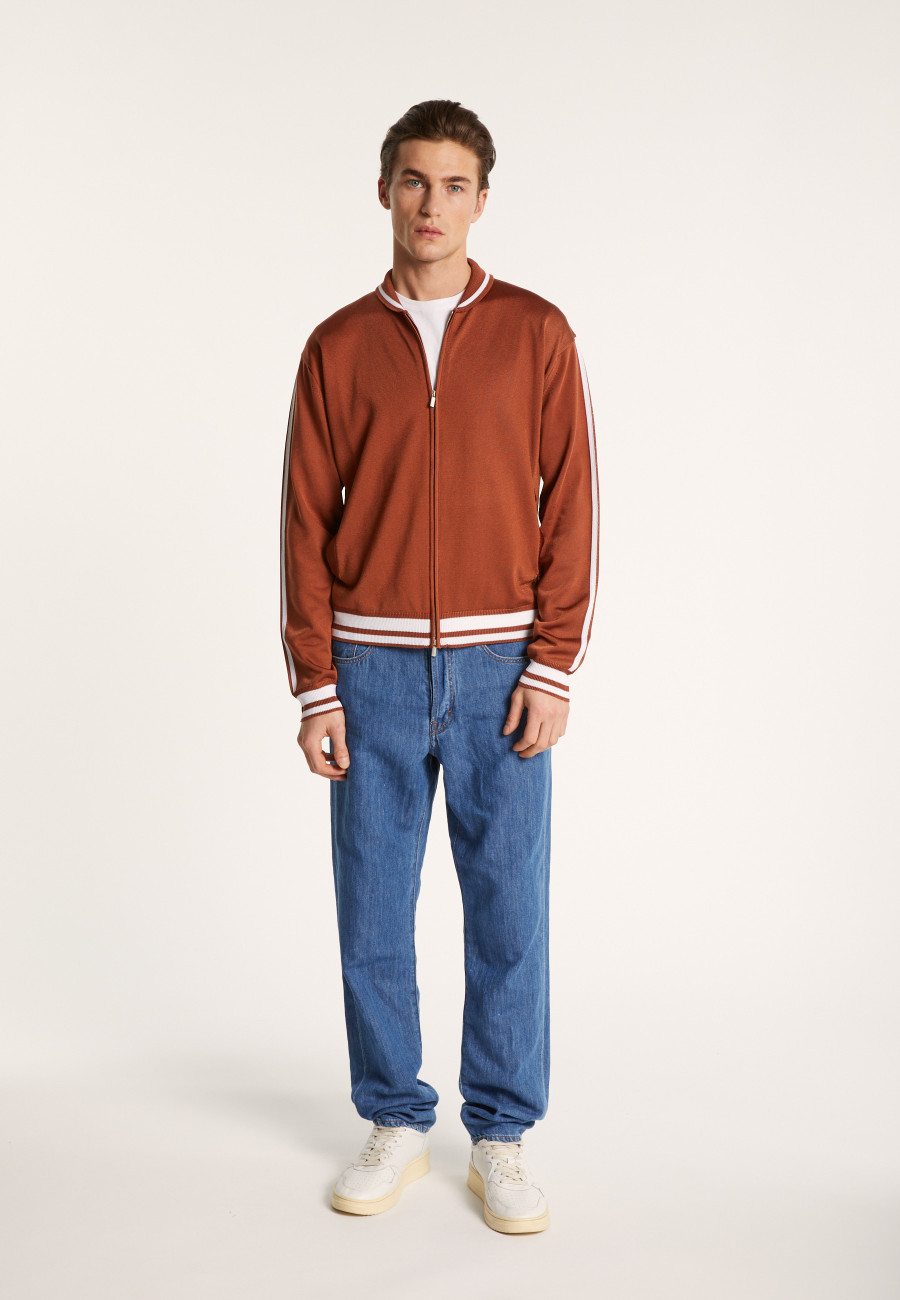 Zipped cardigan in Fil Lumière - Paddy