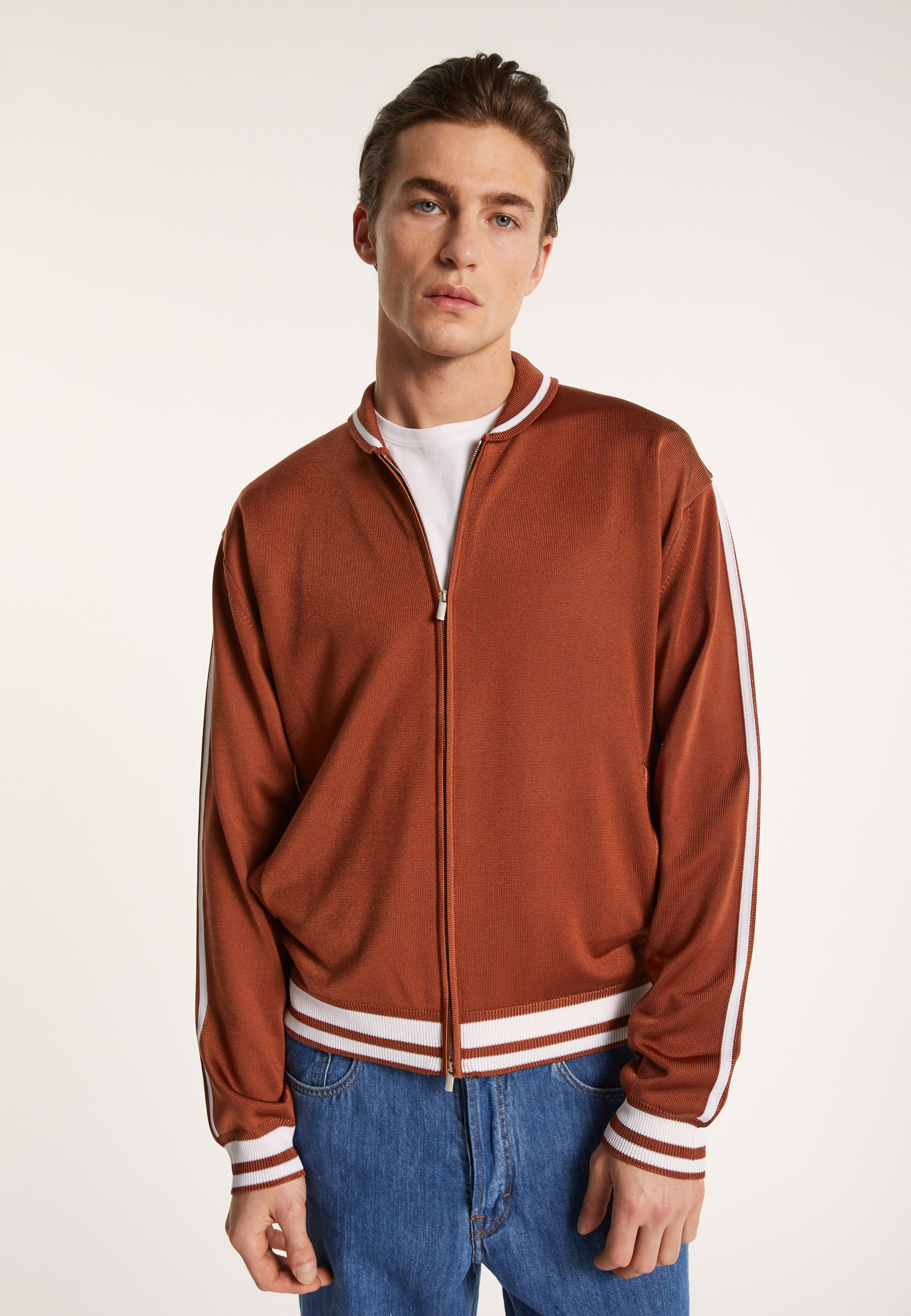 Gilet zippé en Fil Lumière - Paddy 7351 fusain/blanc - 83 Kaki