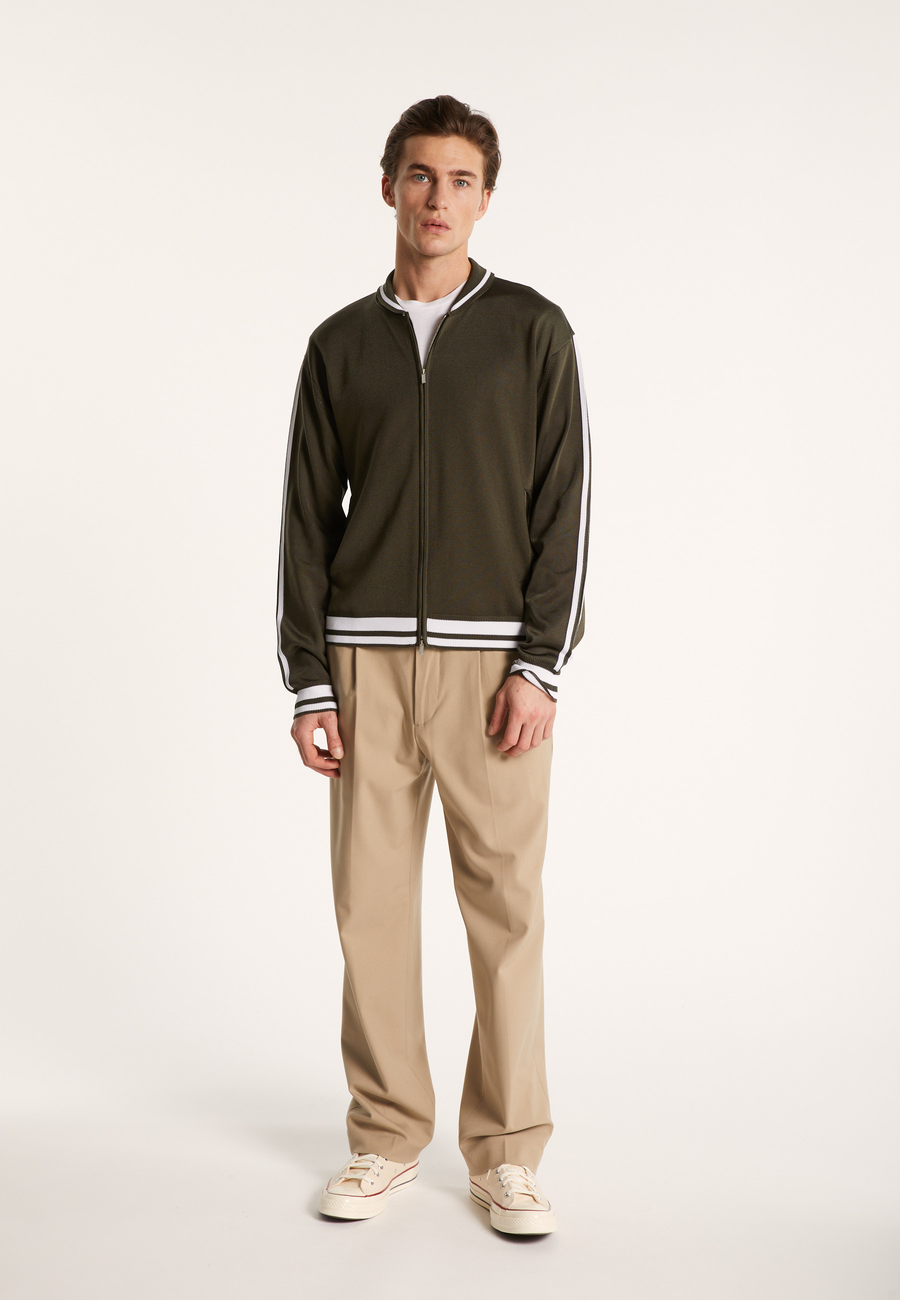 Gilet zippé en Fil Lumière - Paddy 7351 fusain/blanc - 83 Kaki