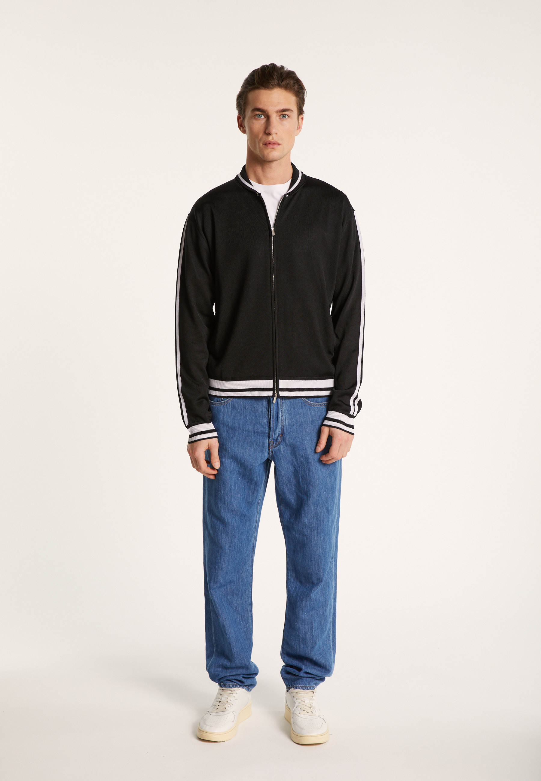 Gilet zippé en Fil Lumière - Paddy 7351 fusain/blanc - 83 Kaki