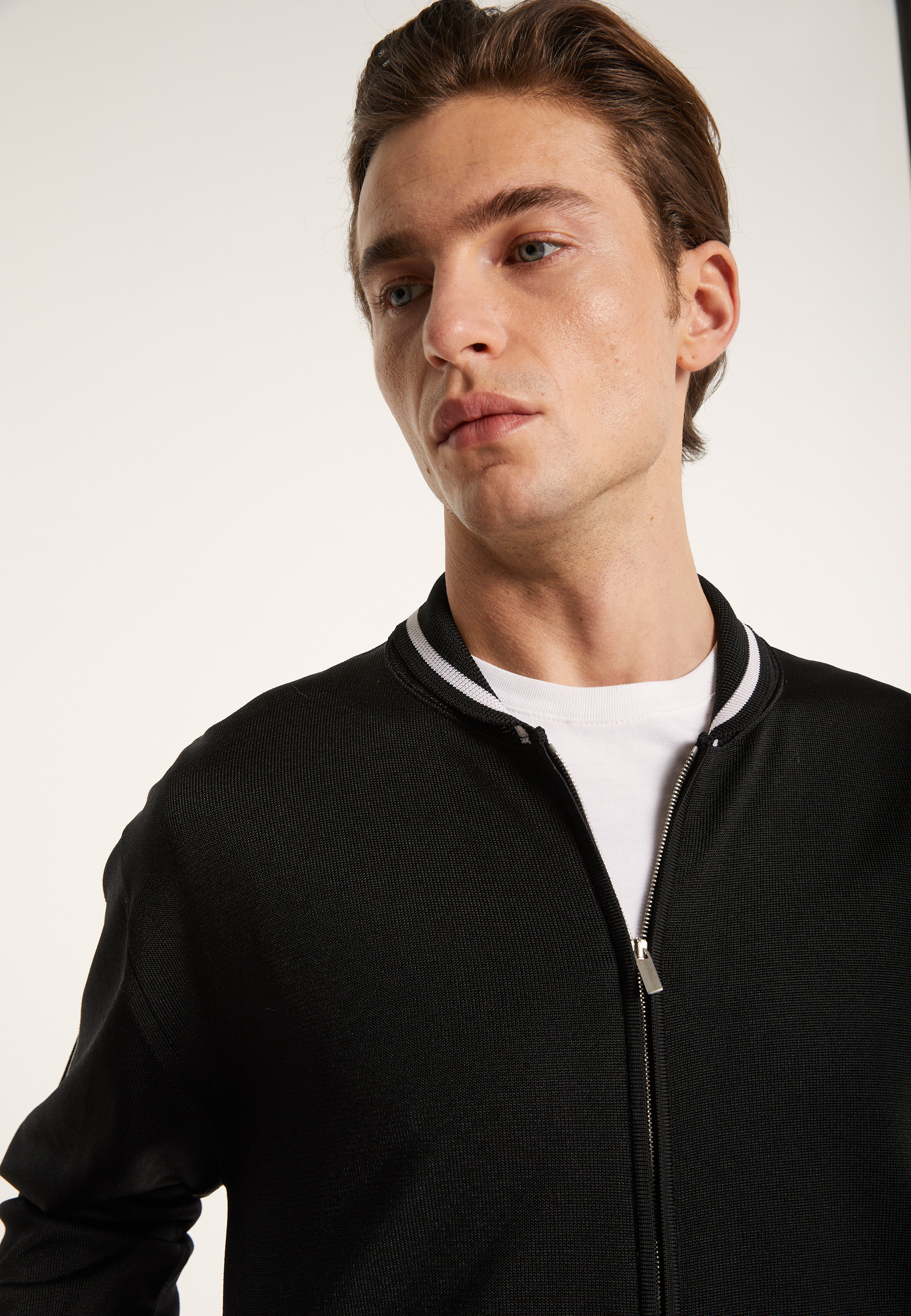 Zipped cardigan in Fil Lumière - Paddy