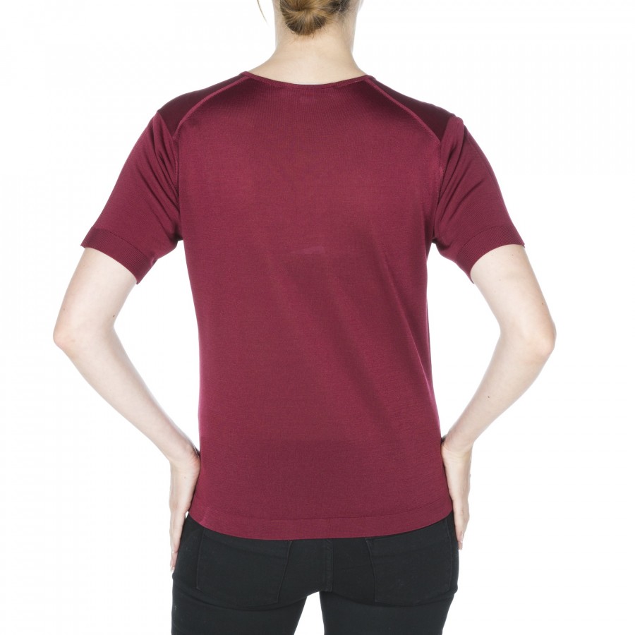 Camiseta de manga curta com decote em V Fil Lumière - Débora