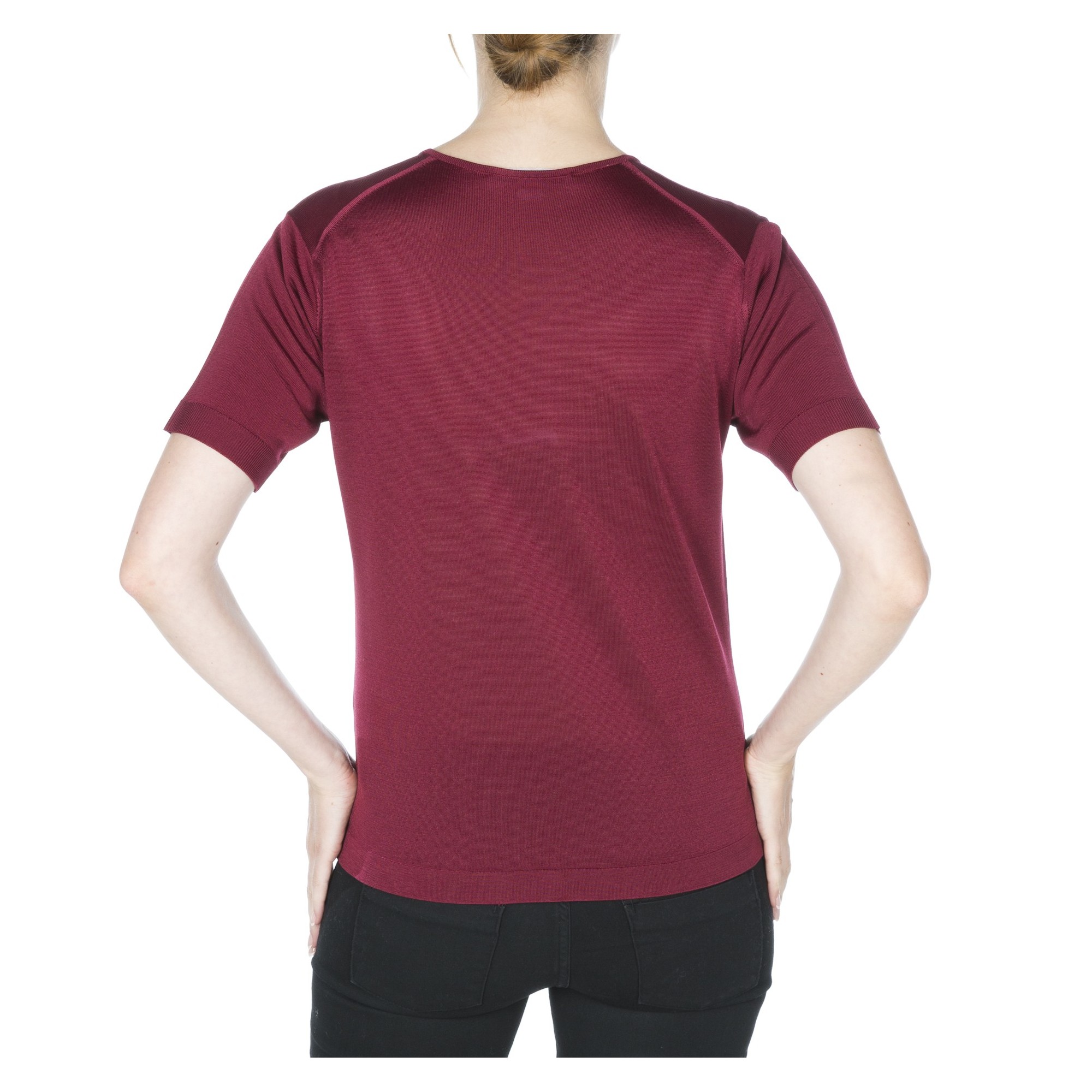 Tshirt col v manches courtes Fil Lumière Débora bordeaux