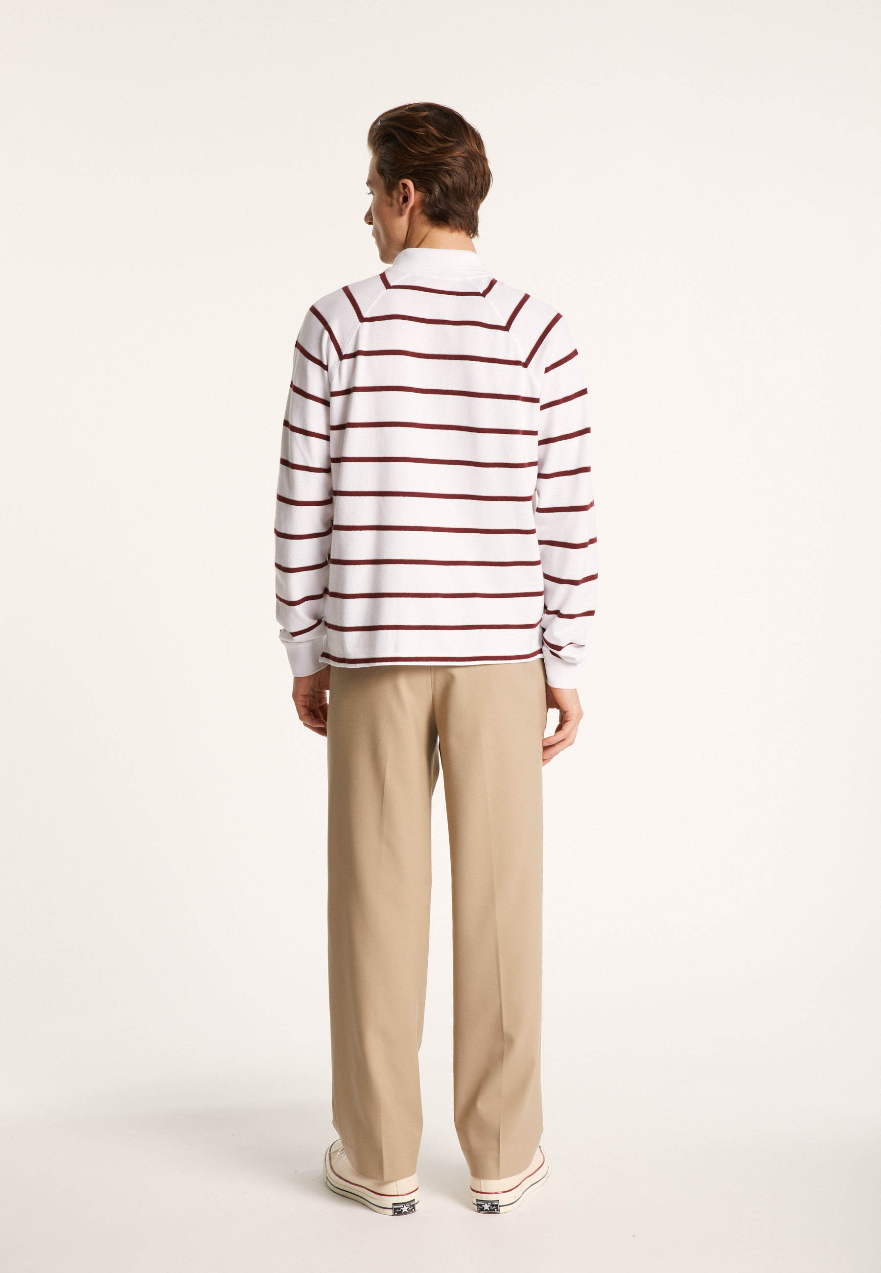 Long-sleeved striped cotton polo shirt - Pavel