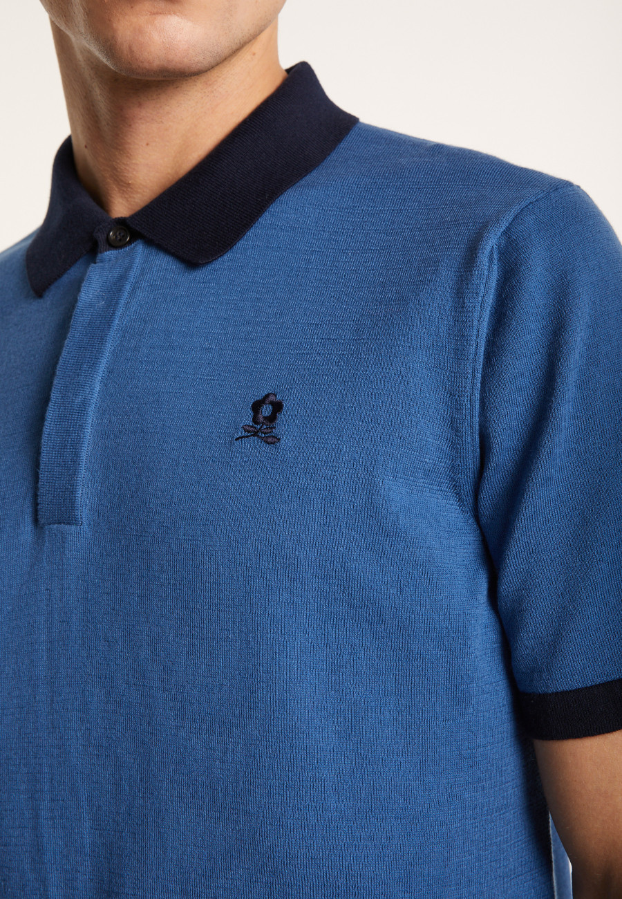 Camisa polo bicolor de algodão orgânico - Ignacio