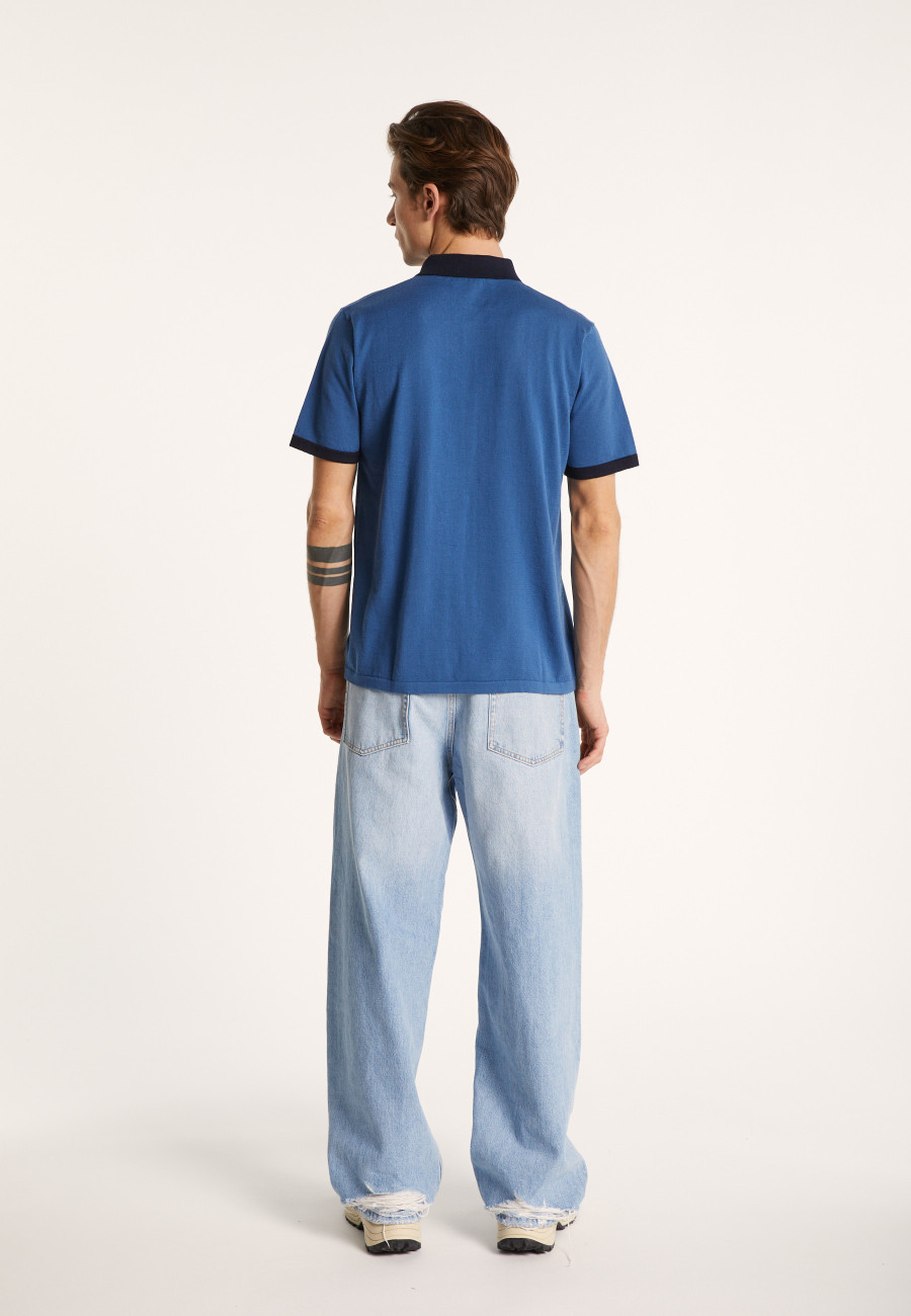 Camisa polo bicolor de algodão orgânico - Ignacio