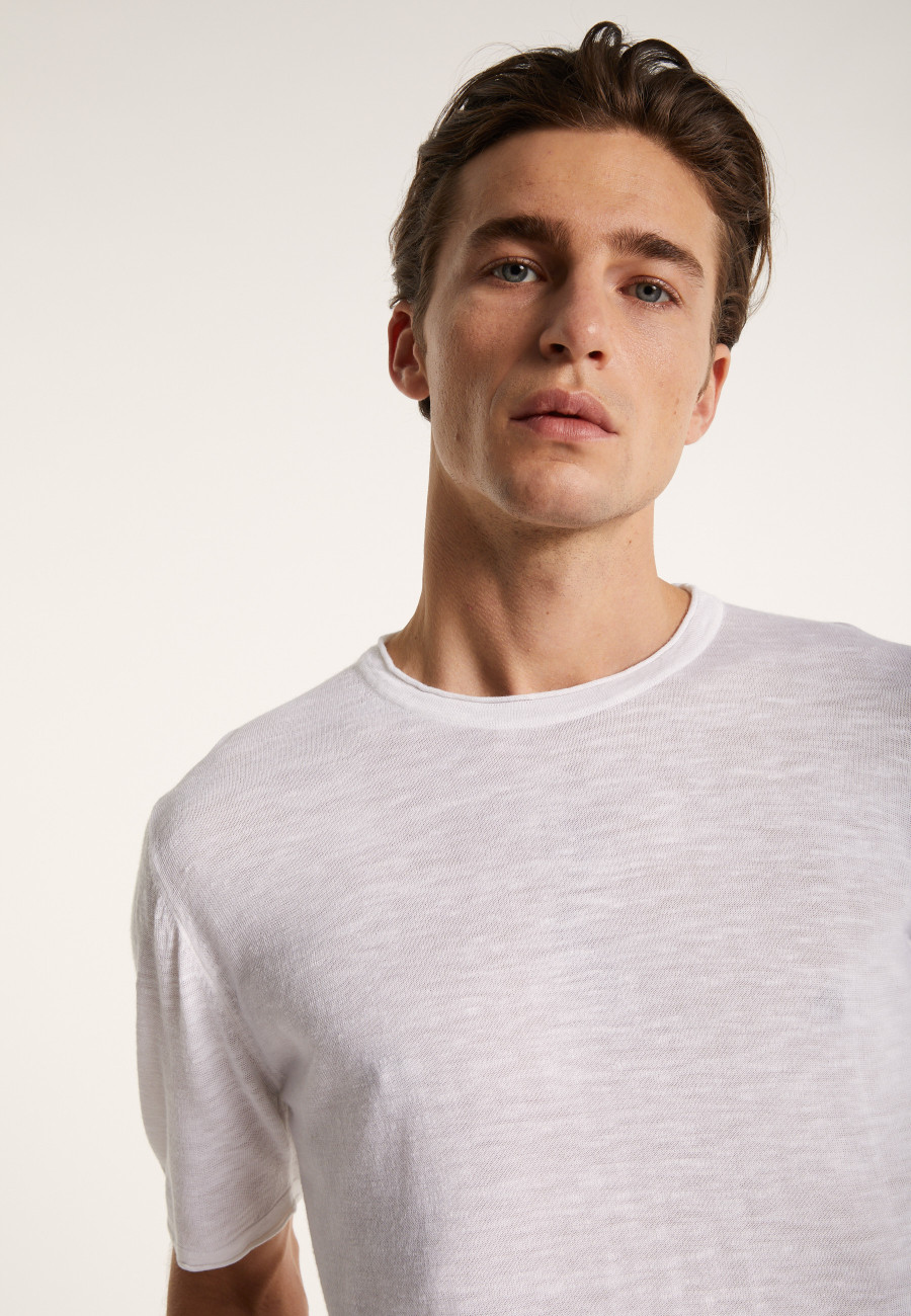 Camiseta gola redonda em linho flamejado - Renaud