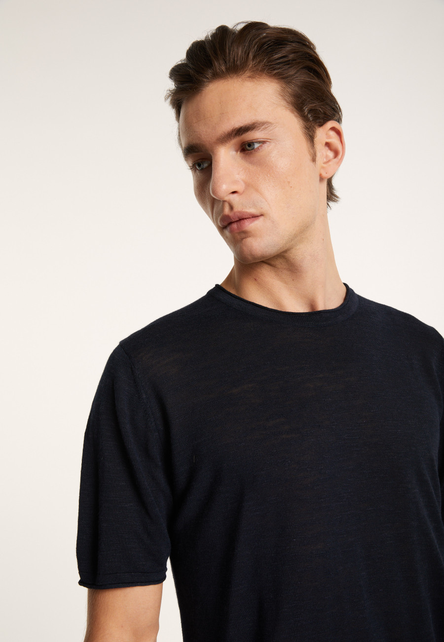 Camiseta gola redonda em linho flamejado - Renaud