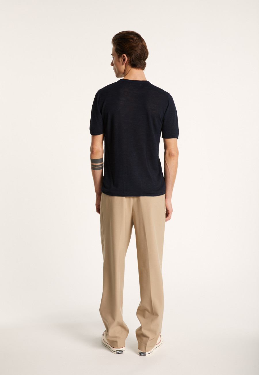 Camiseta gola redonda em linho flamejado - Renaud