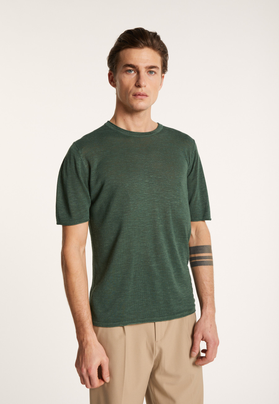 Camiseta gola redonda em linho flamejado - Renaud