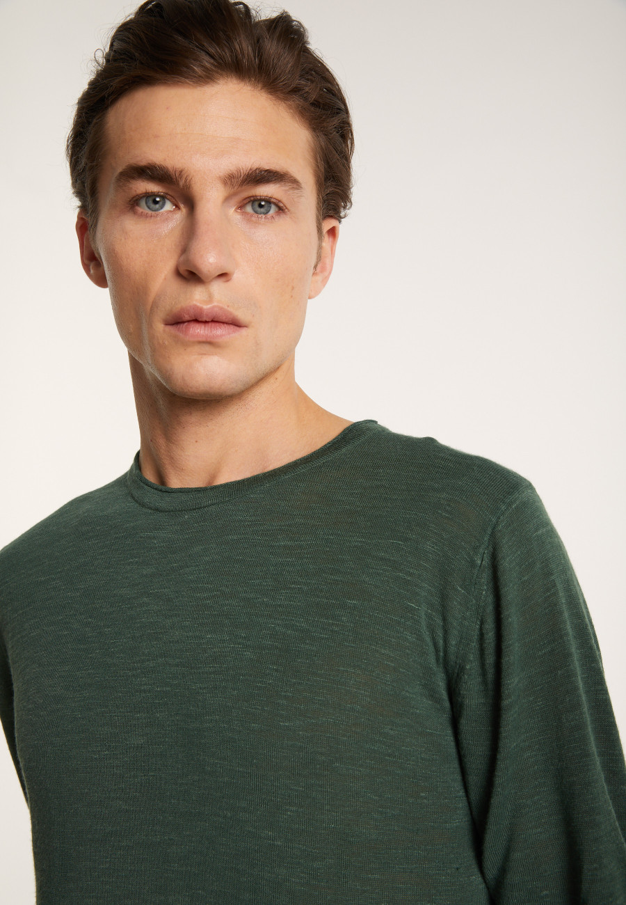 Camiseta gola redonda em linho flamejado - Renaud