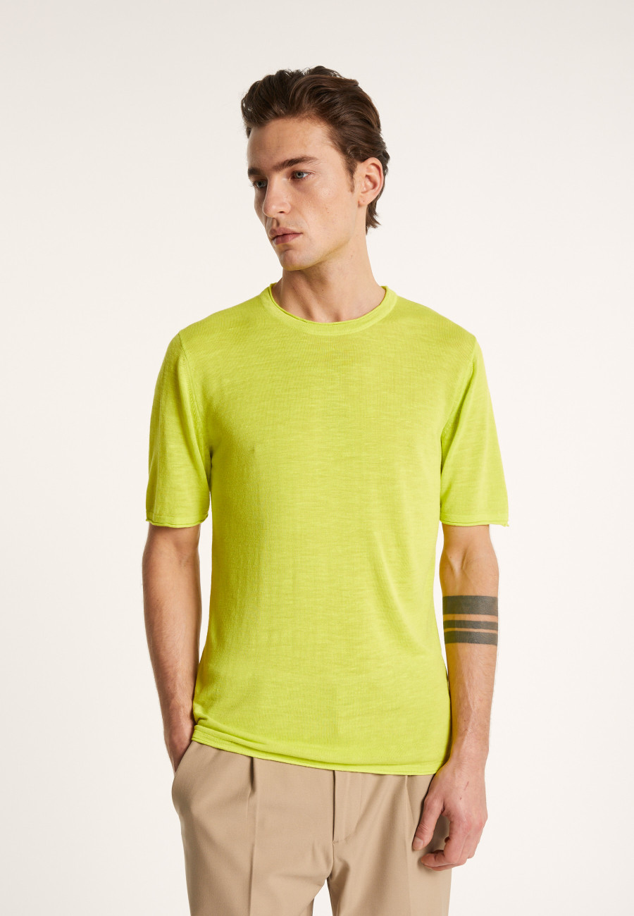 Camiseta gola redonda em linho flamejado - Renaud