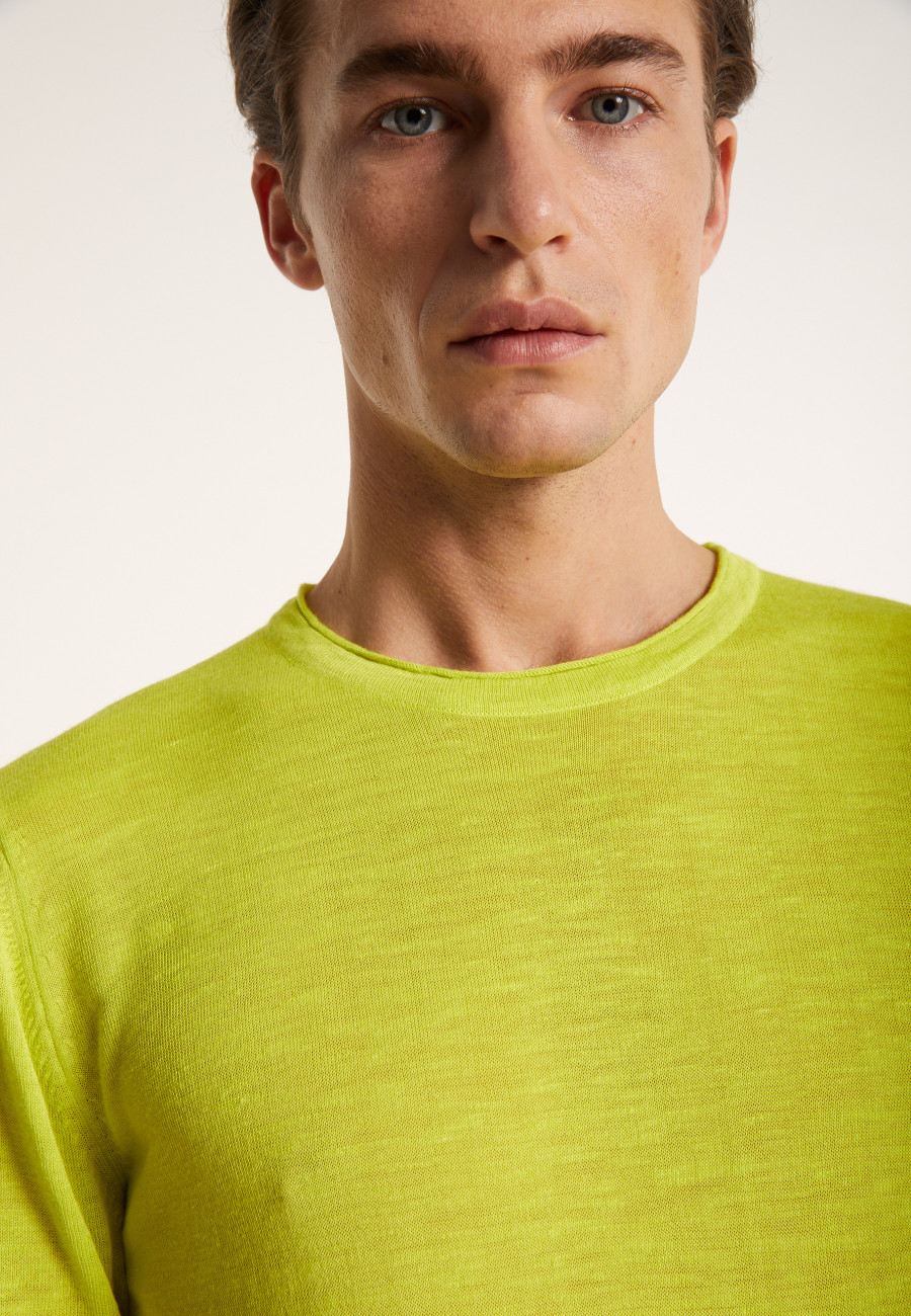 Camiseta gola redonda em linho flamejado - Renaud