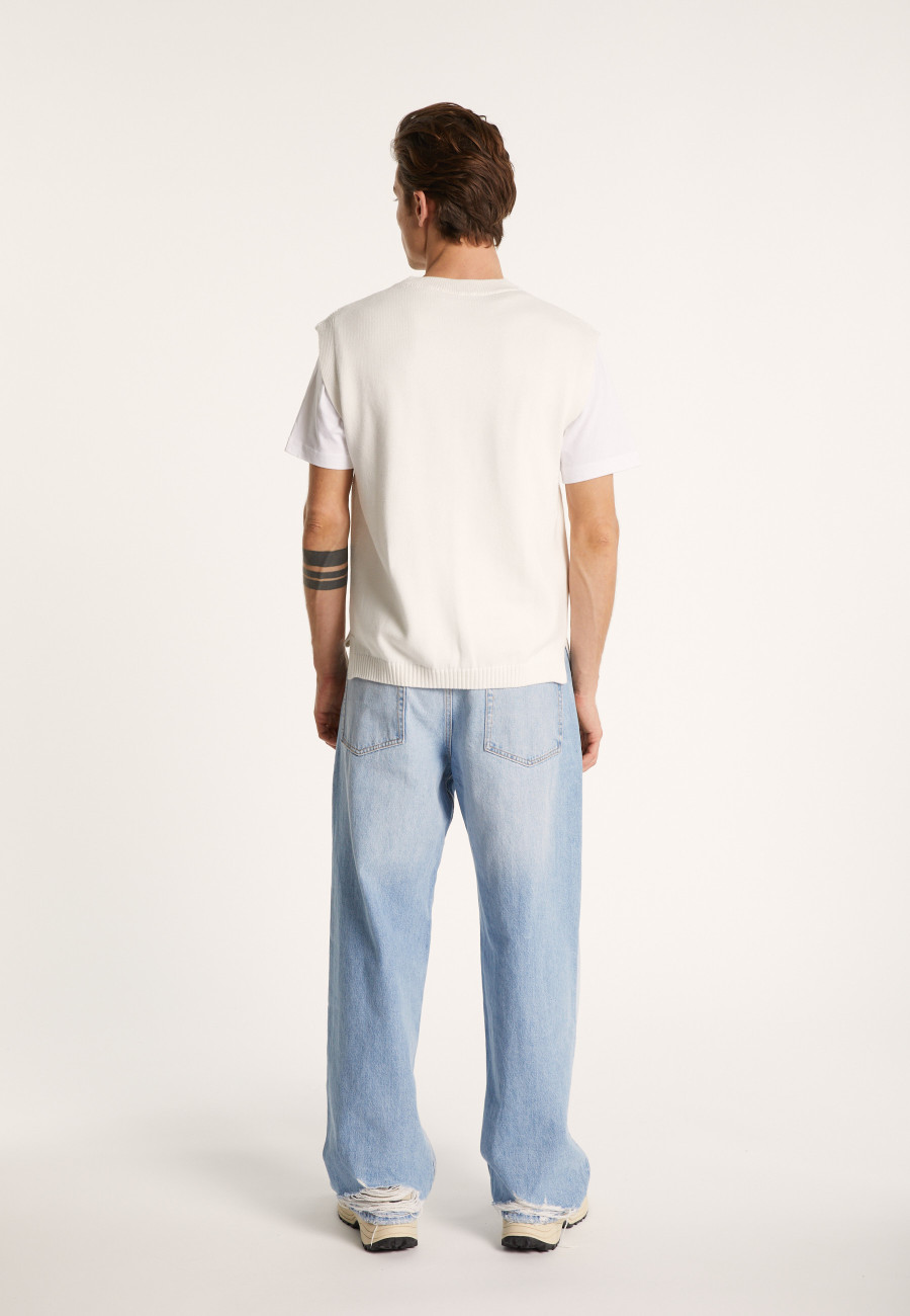 Suéter unissex sem mangas de algodão orgânico - Isodor