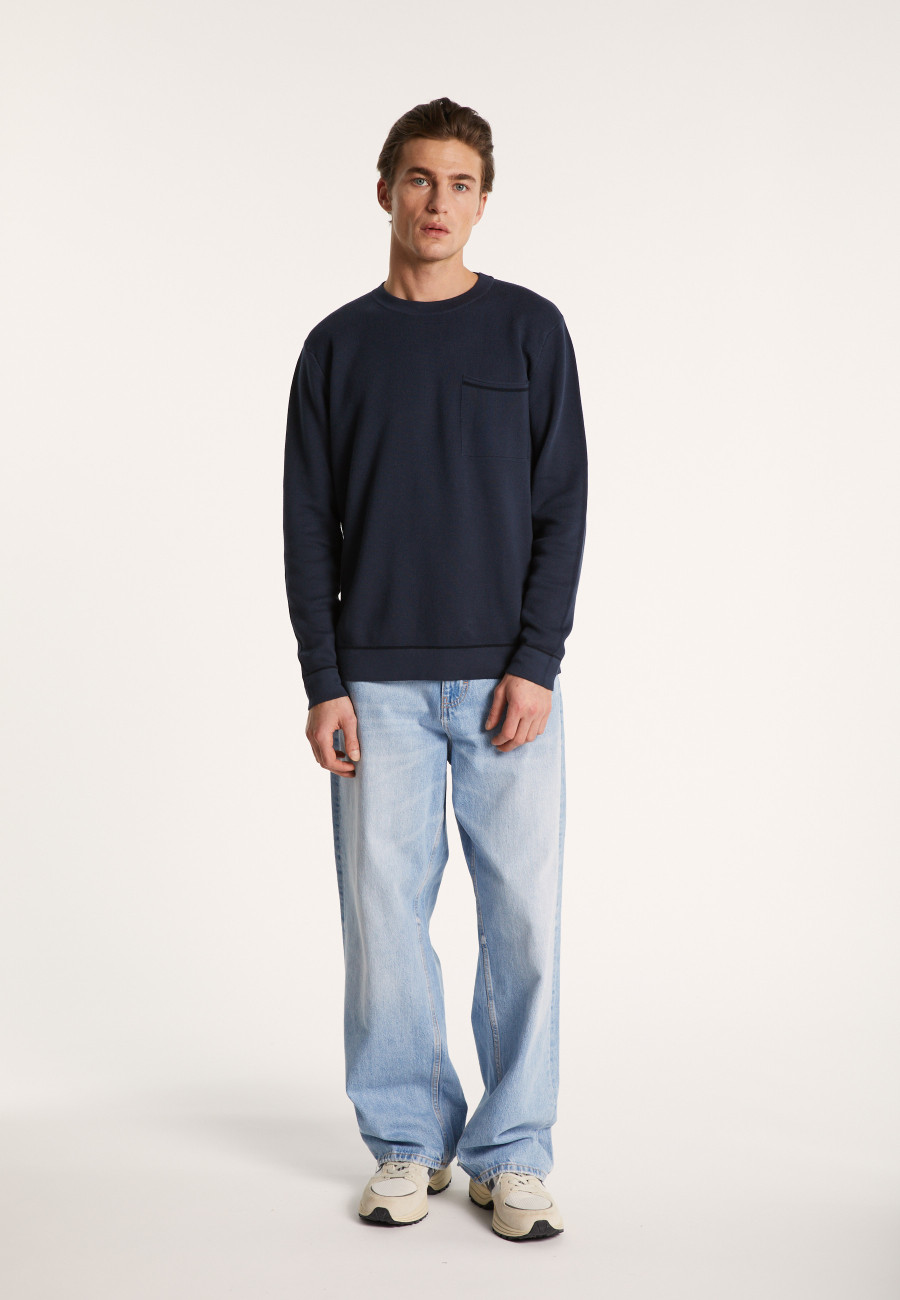 Camisola de gola redonda em algodão slub e linho - Isaia