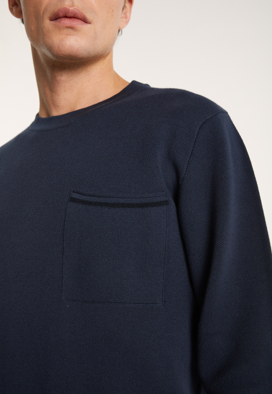 Camisola de gola redonda em algodão slub e linho - Isaia