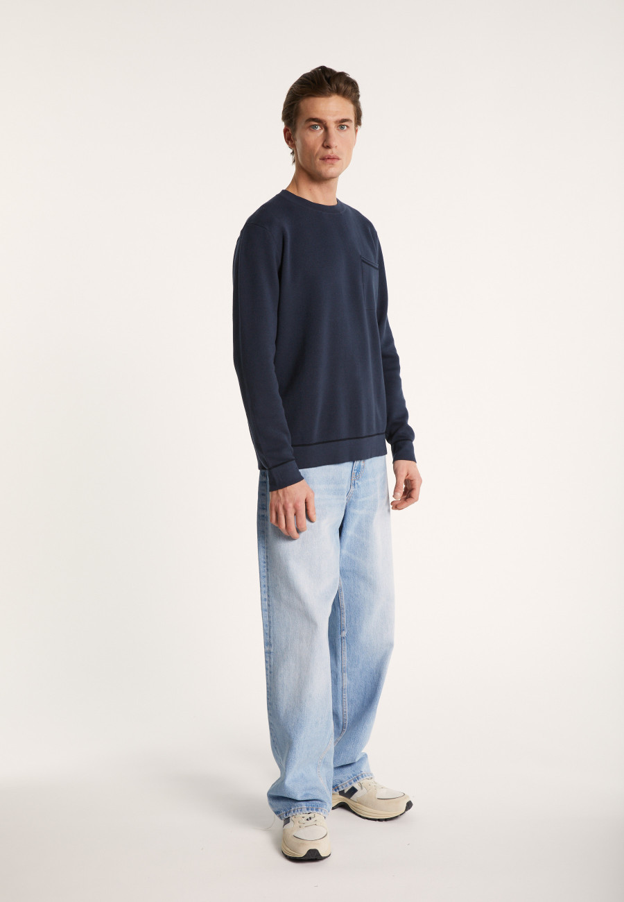 Round-neck sweater in slub cotton and linen - Isaia
