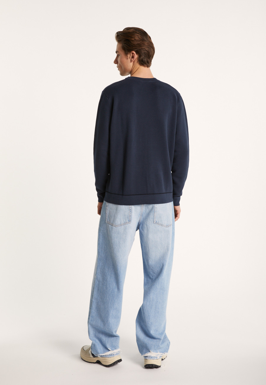 Round-neck sweater in slub cotton and linen - Isaia