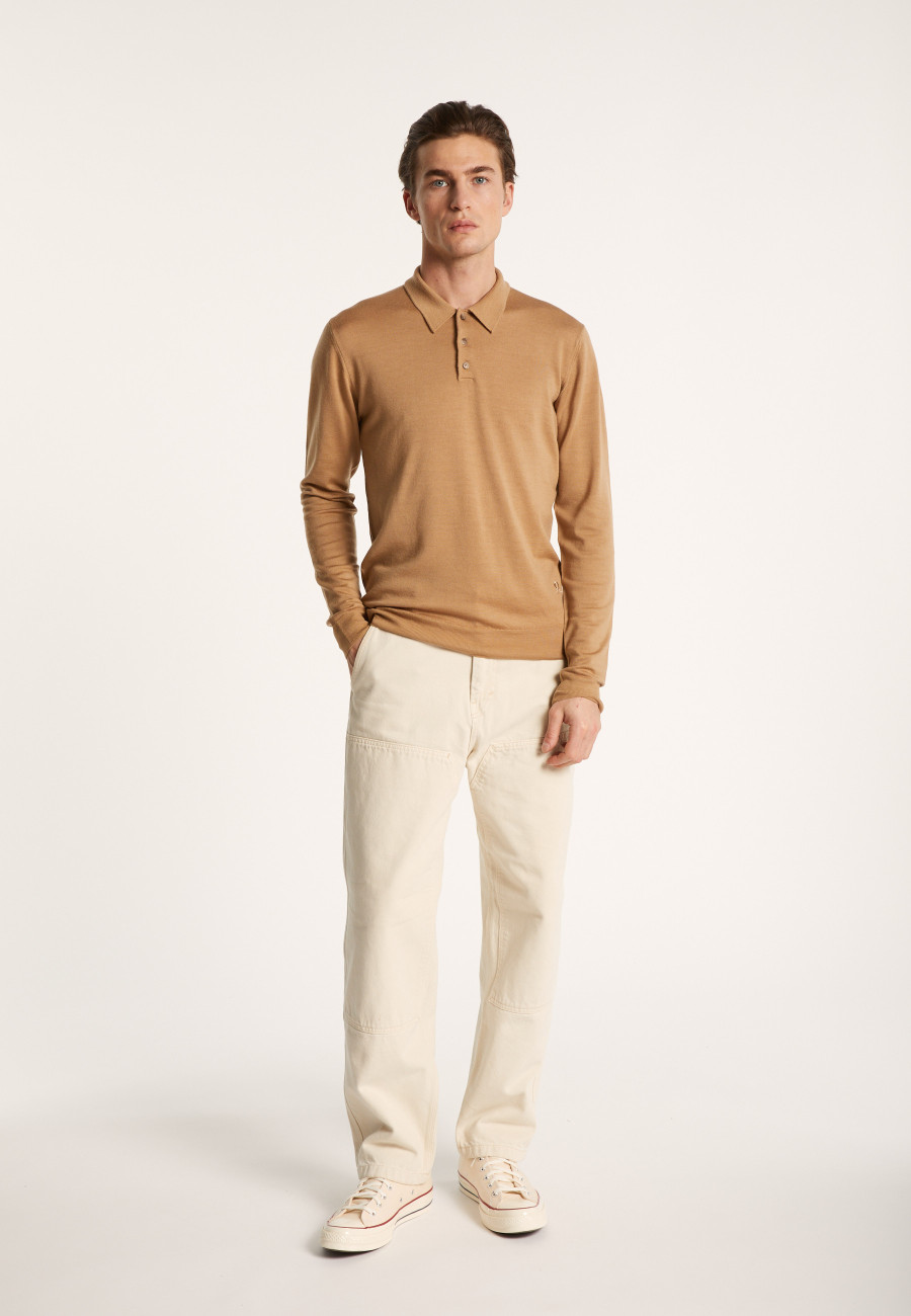 Long-sleeved merino wool polo shirt - Eni