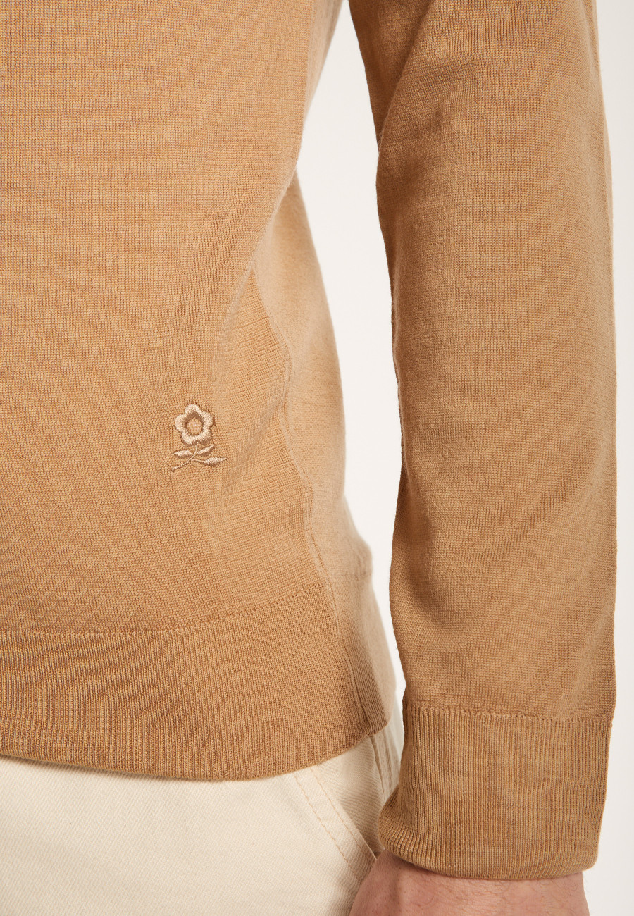 Long-sleeved merino wool polo shirt - Eni