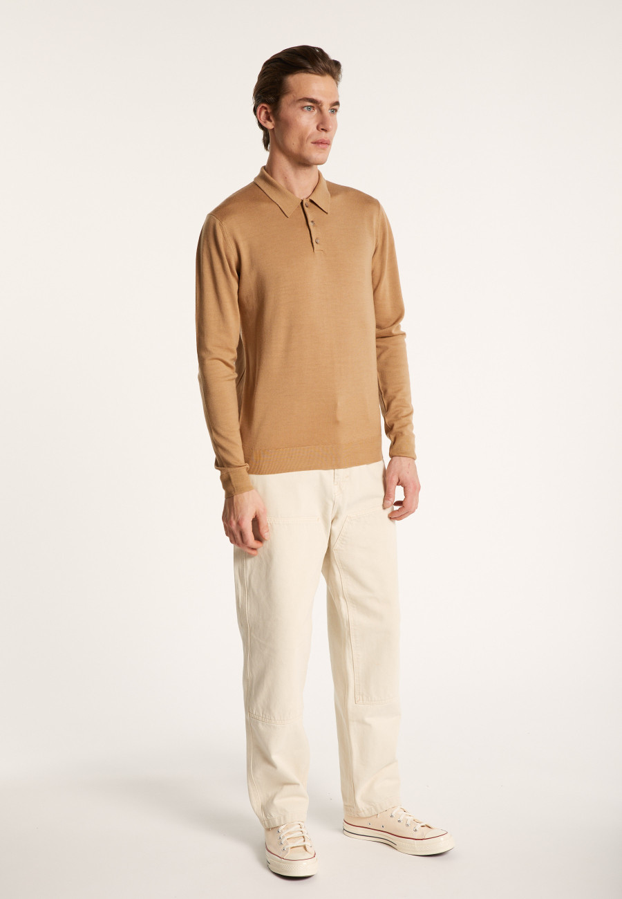 Long-sleeved merino wool polo shirt - Eni
