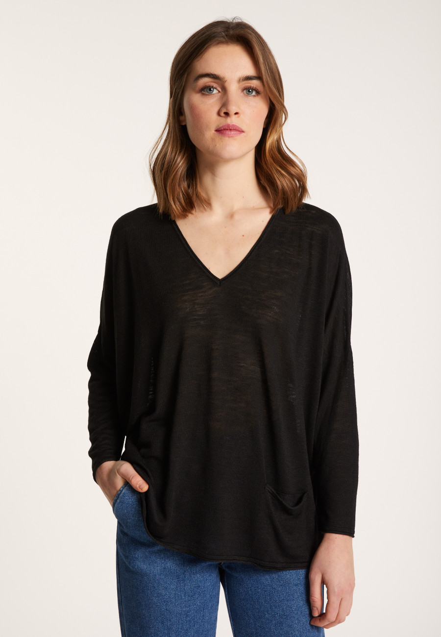 Camiseta folgada de linho com estampa slub - Balou