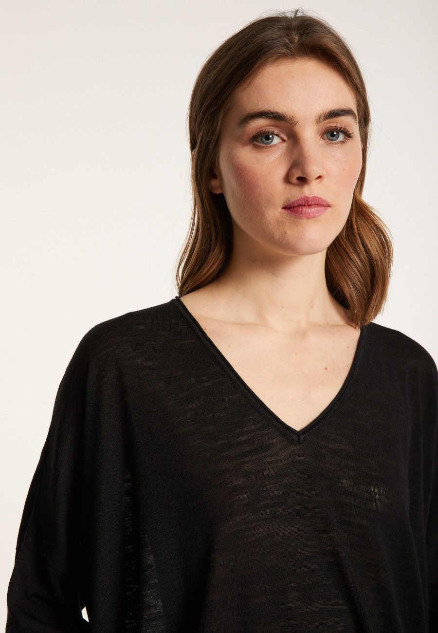 Camiseta folgada de linho com estampa slub - Balou