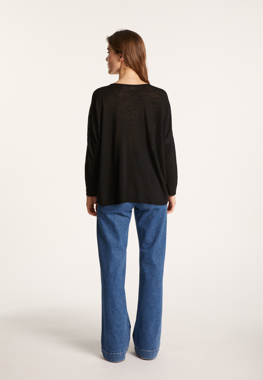 Camiseta folgada de linho com estampa slub - Balou