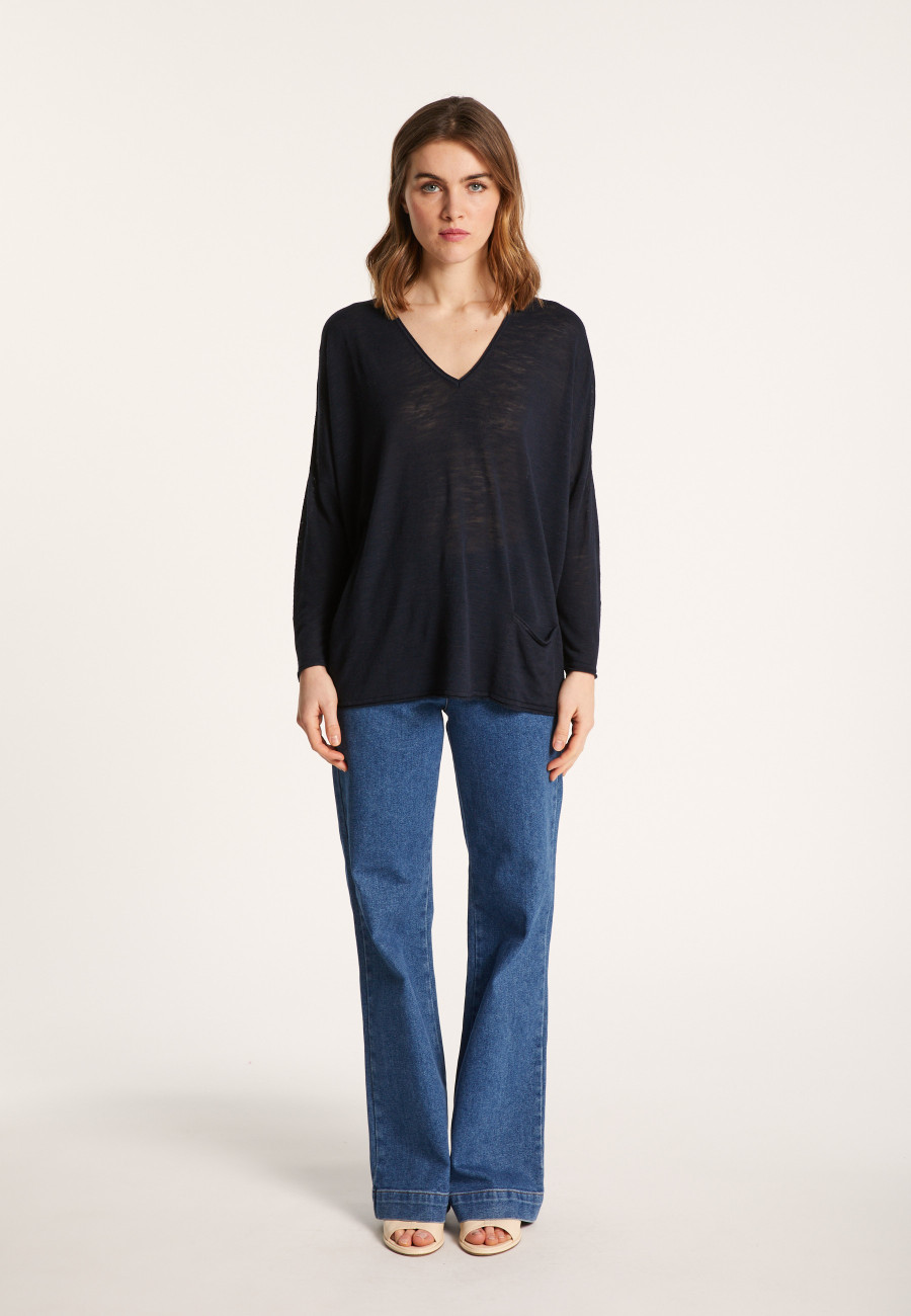 Camiseta folgada de linho com estampa slub - Balou