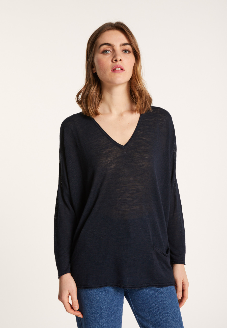 Camiseta folgada de linho com estampa slub - Balou