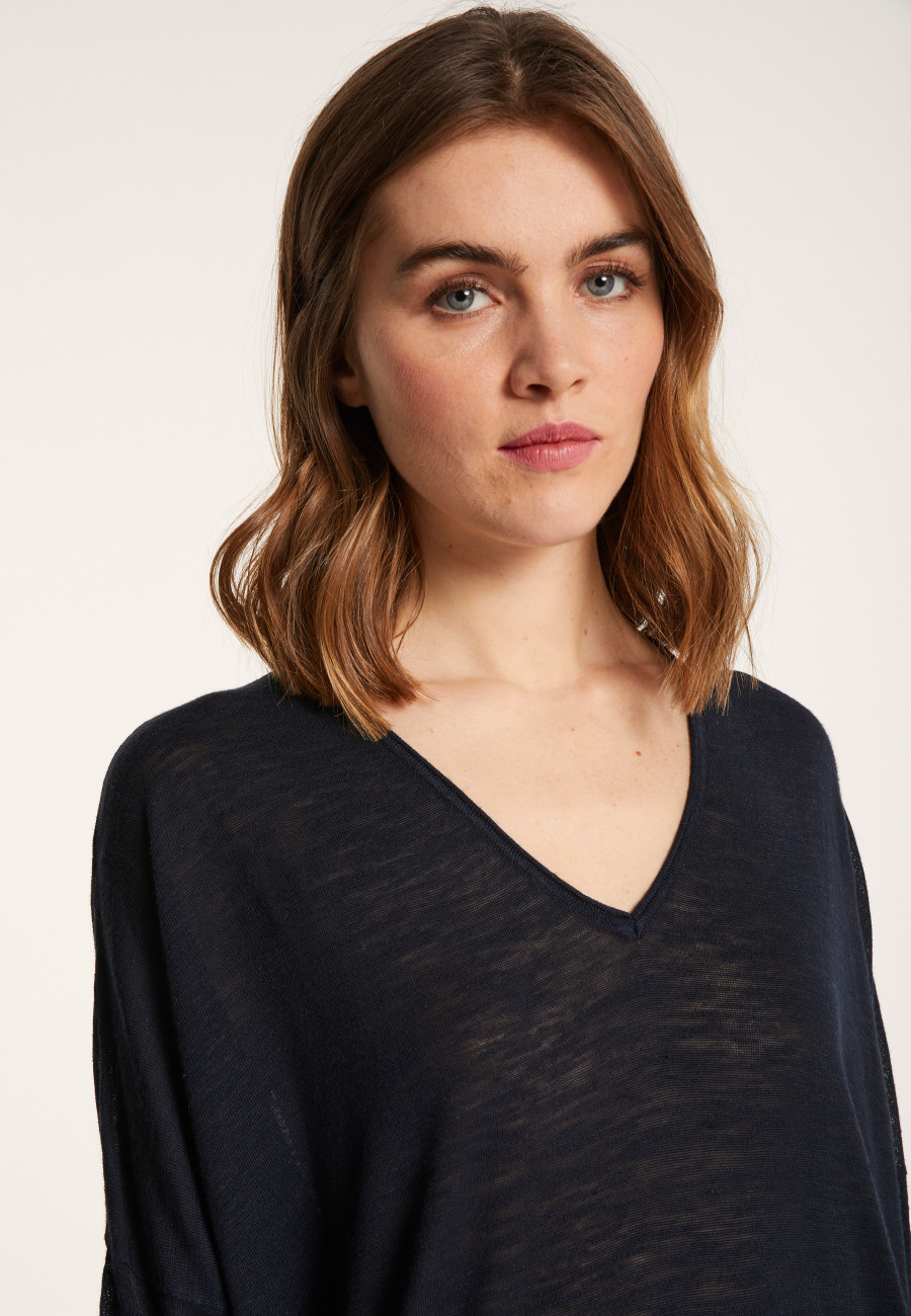 Camiseta folgada de linho com estampa slub - Balou