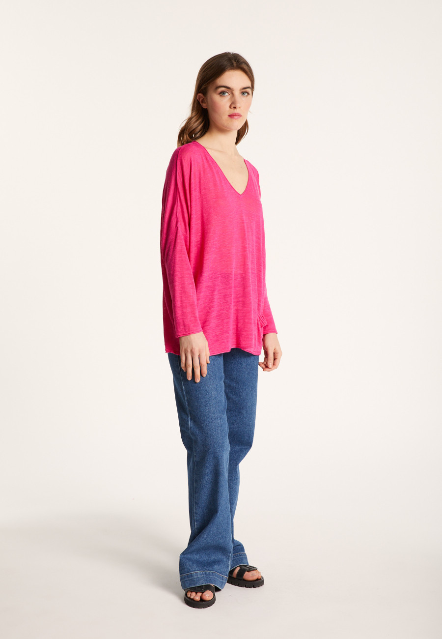 Camiseta folgada de linho com estampa slub - Balou