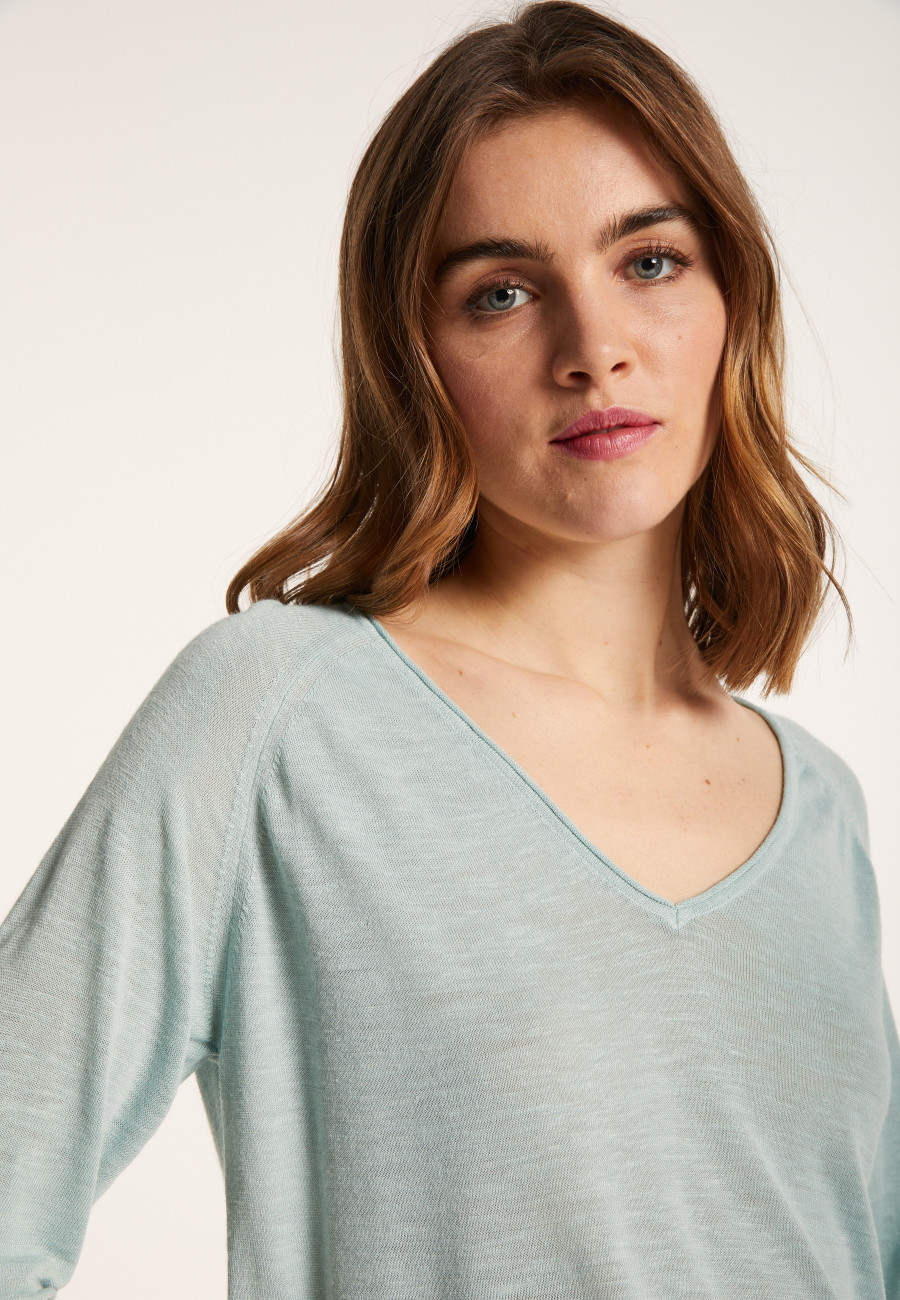 Flamed linen elbow sleeve t-shirt - Bonbon