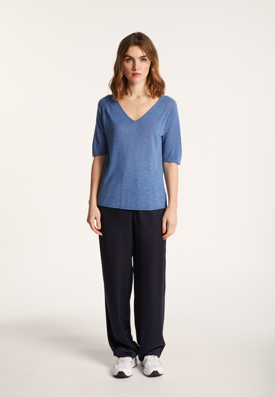 Flamed linen elbow sleeve t-shirt - Bonbon