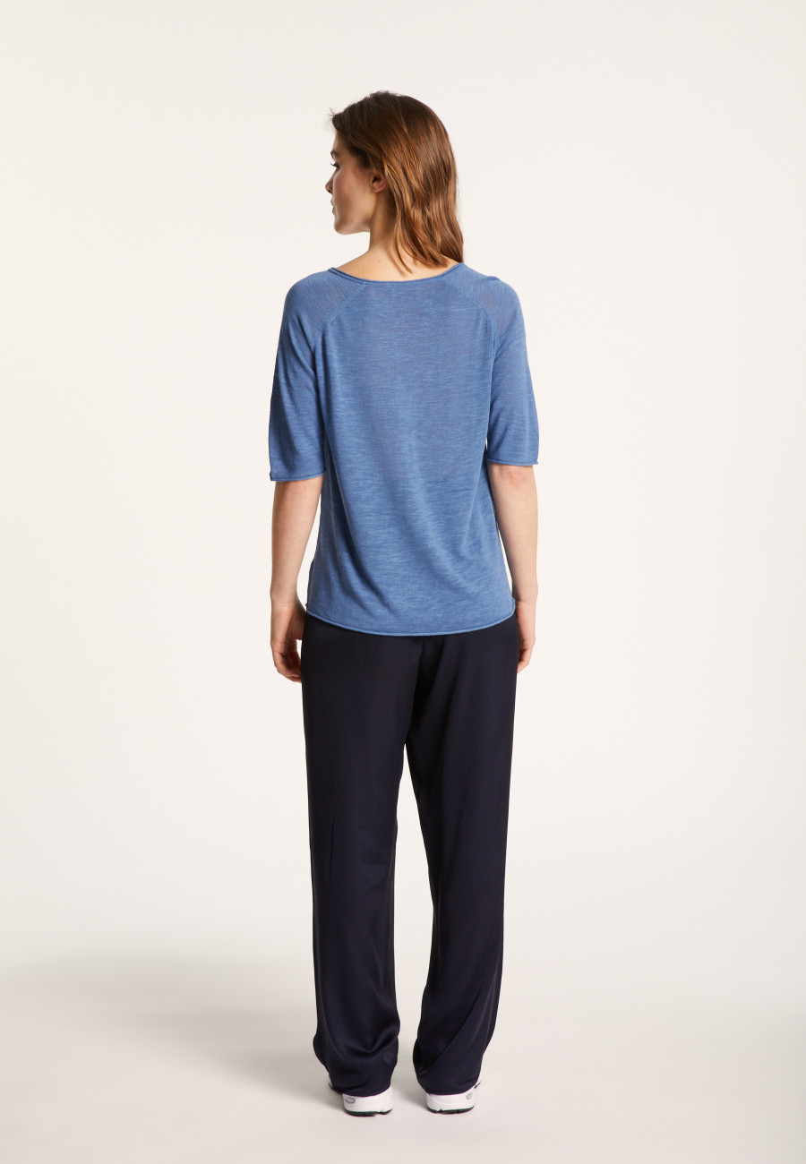 Flamed linen elbow sleeve t-shirt - Bonbon