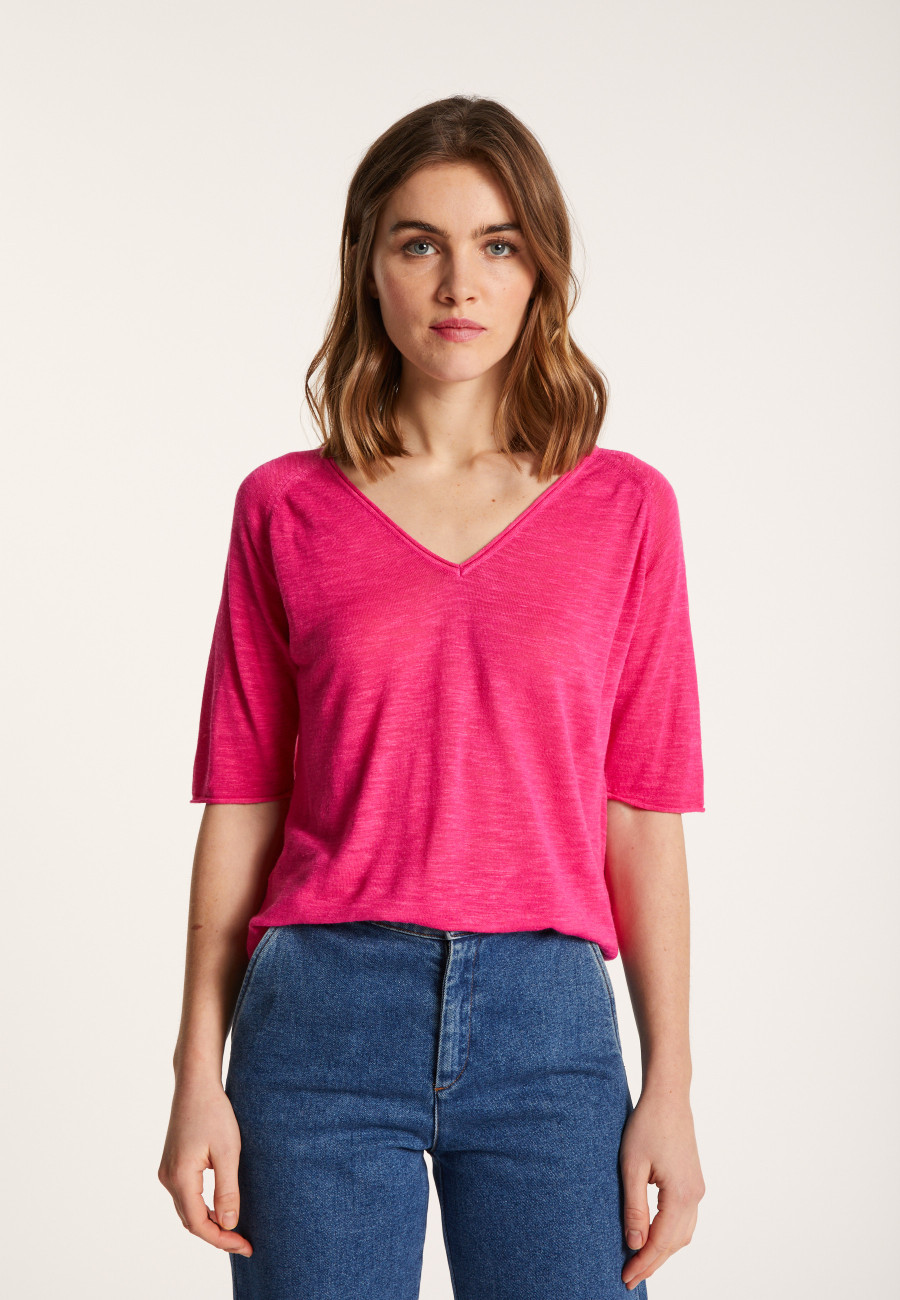 Camiseta manga cotovelo linho flamed - Bonbon