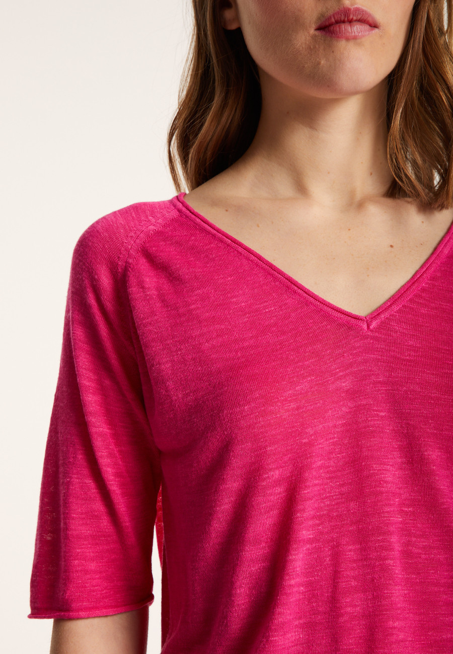 Camiseta manga cotovelo linho flamed - Bonbon