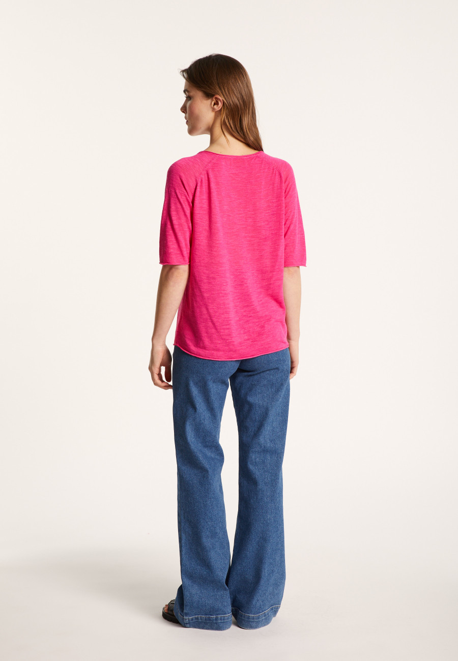 Camiseta manga cotovelo linho flamed - Bonbon