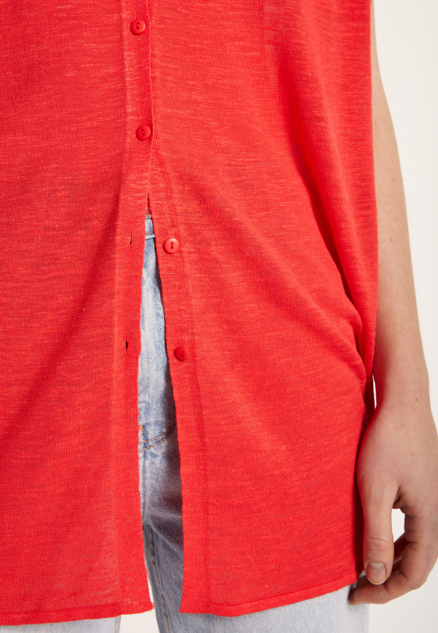 Long slub linen vest - Nora