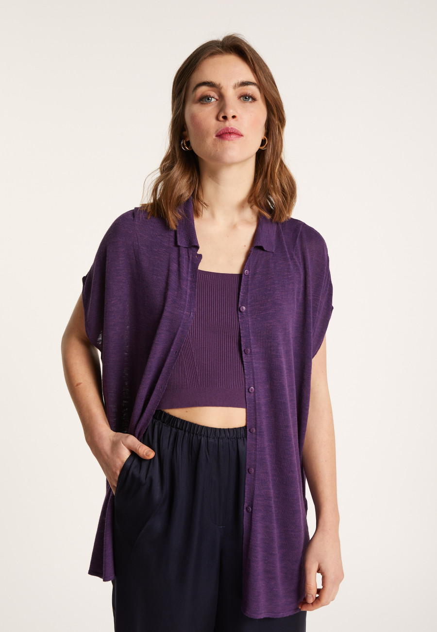 Long slub linen vest - Nora