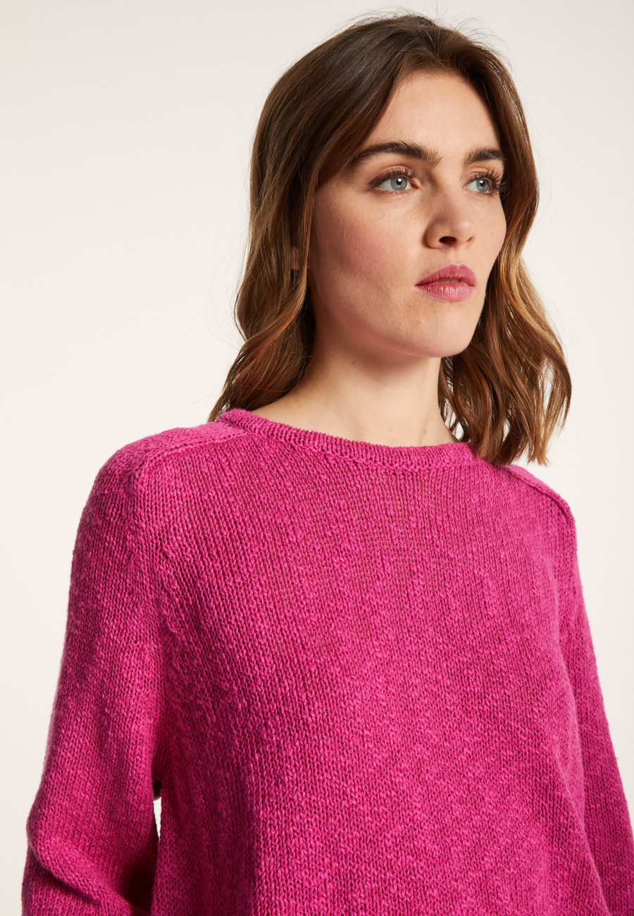 Round neck cotton and linen sweater - Nicky