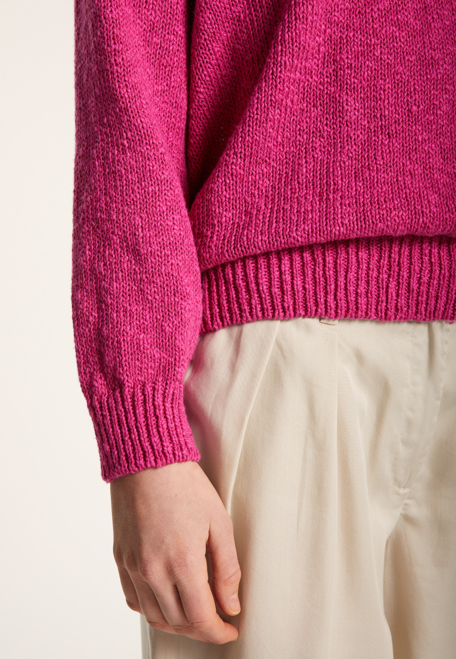 Round neck cotton and linen sweater - Nicky