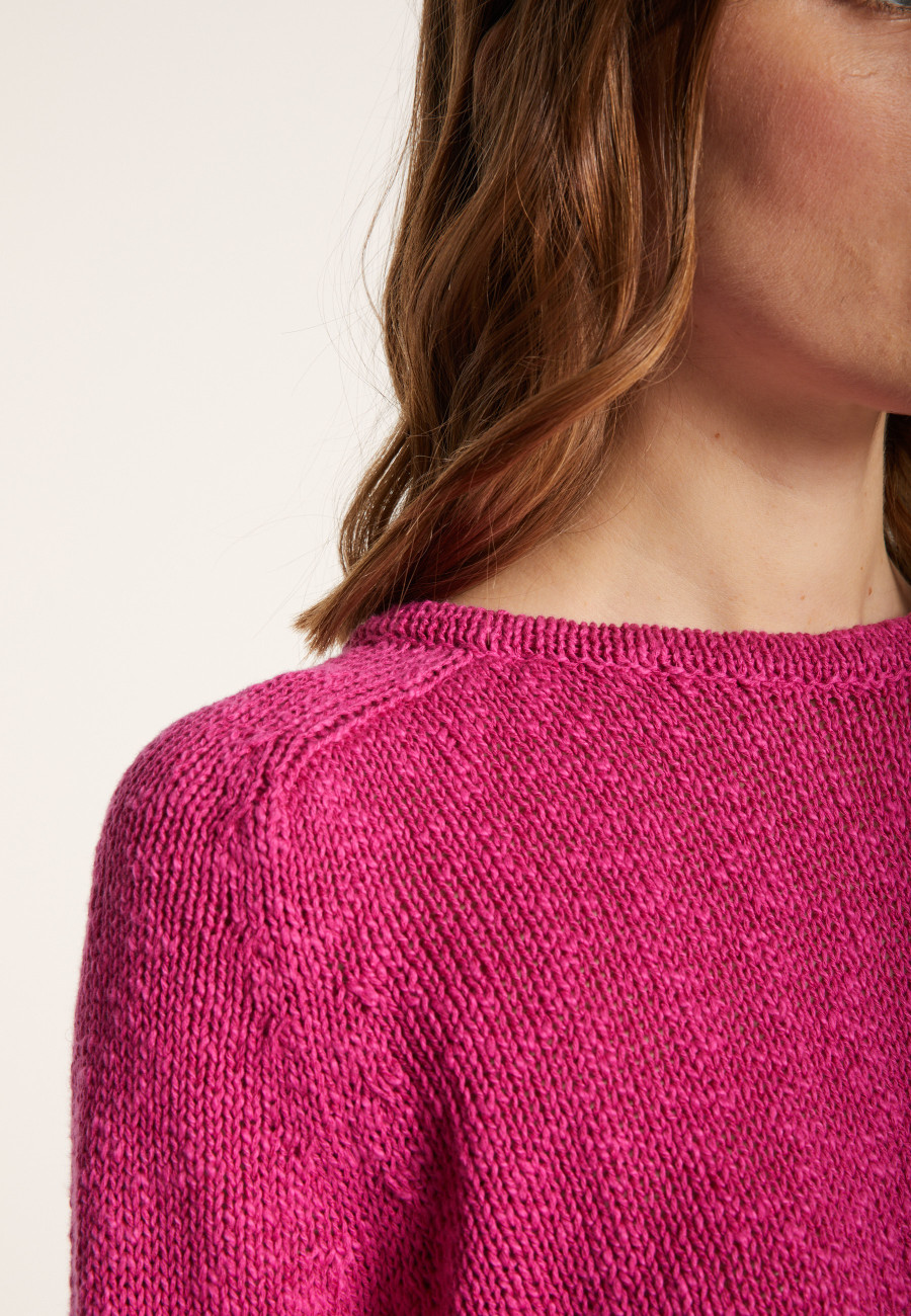 Round neck cotton and linen sweater - Nicky