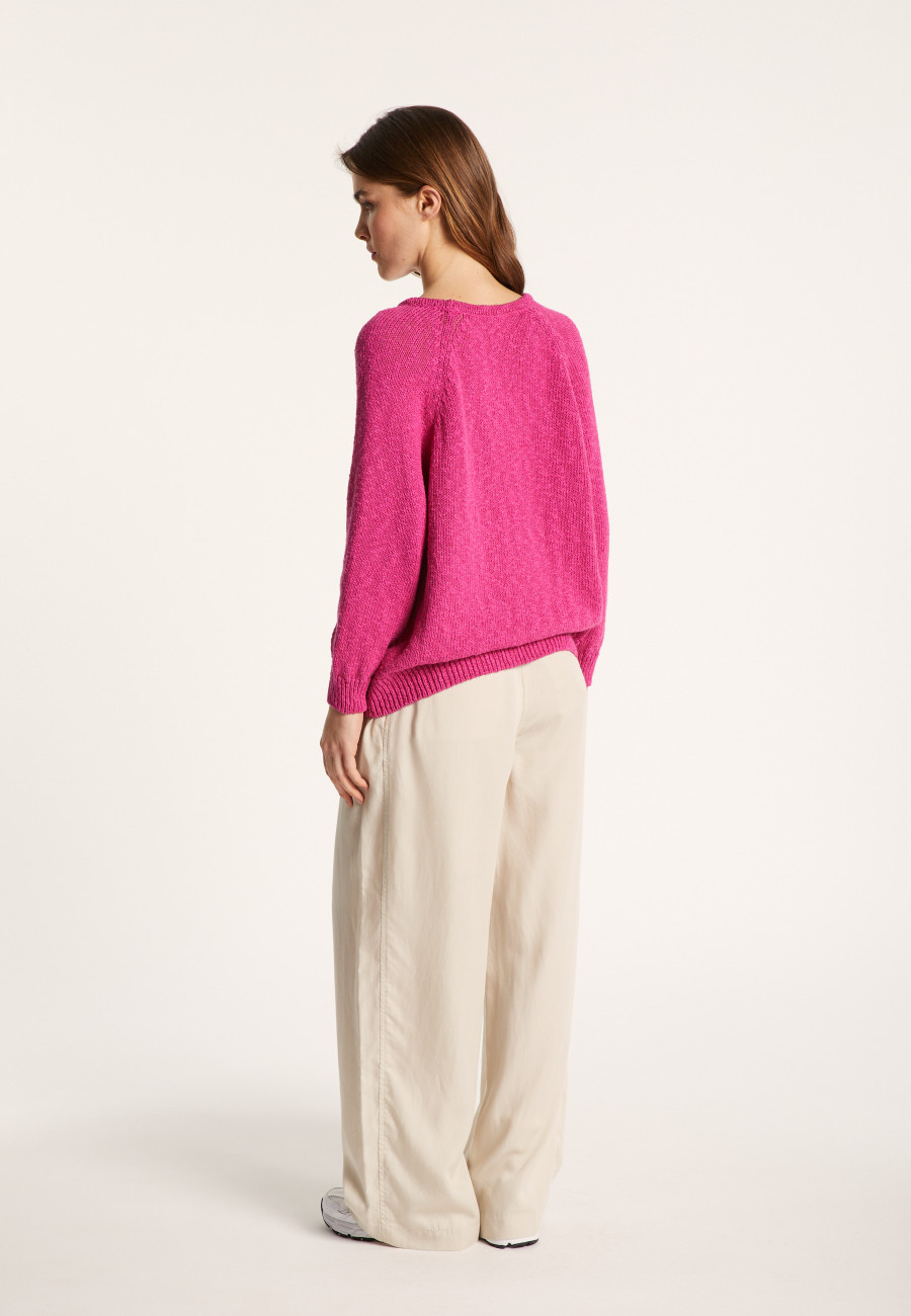 Round neck cotton and linen sweater - Nicky